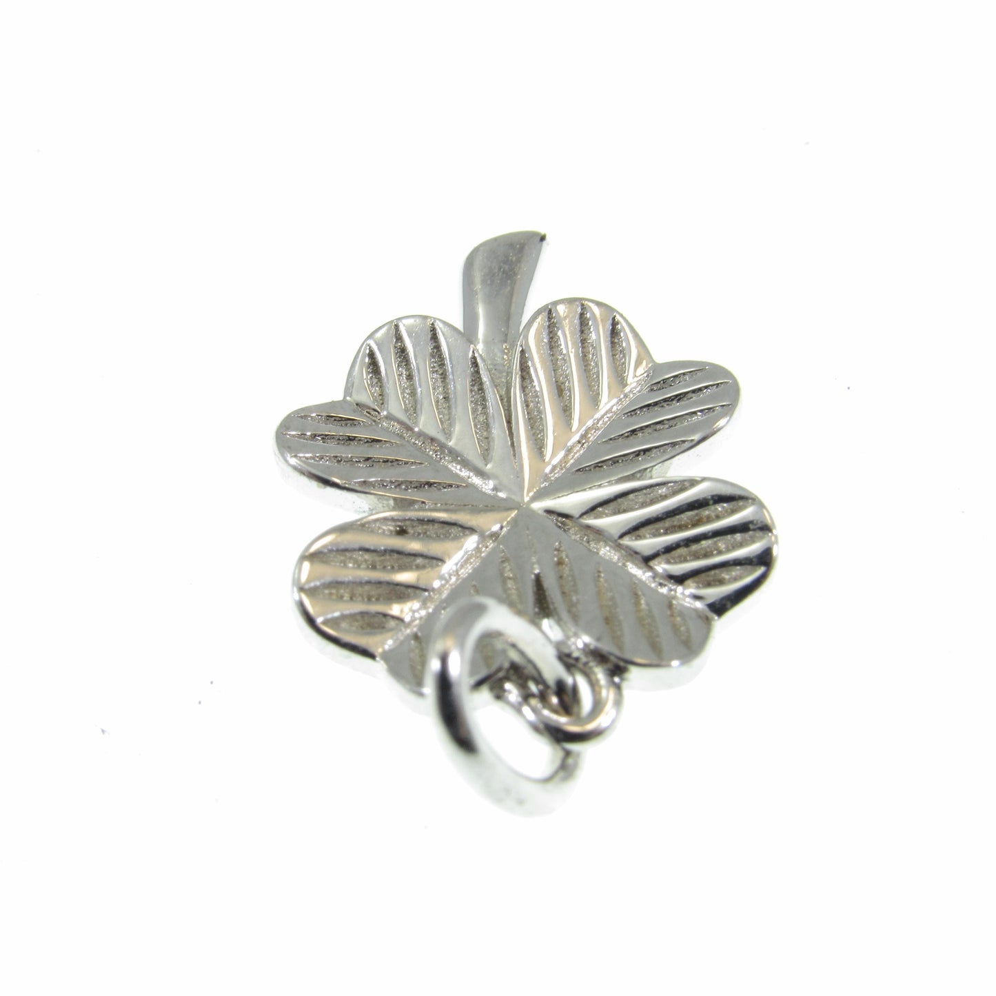 Solid 925 Sterling Silver 4 Leaf Clover Pendant, Four Leaf Clover Charm, Lucky Clover Jewelry, Floral Flower Jewelry, Good Luck Charm