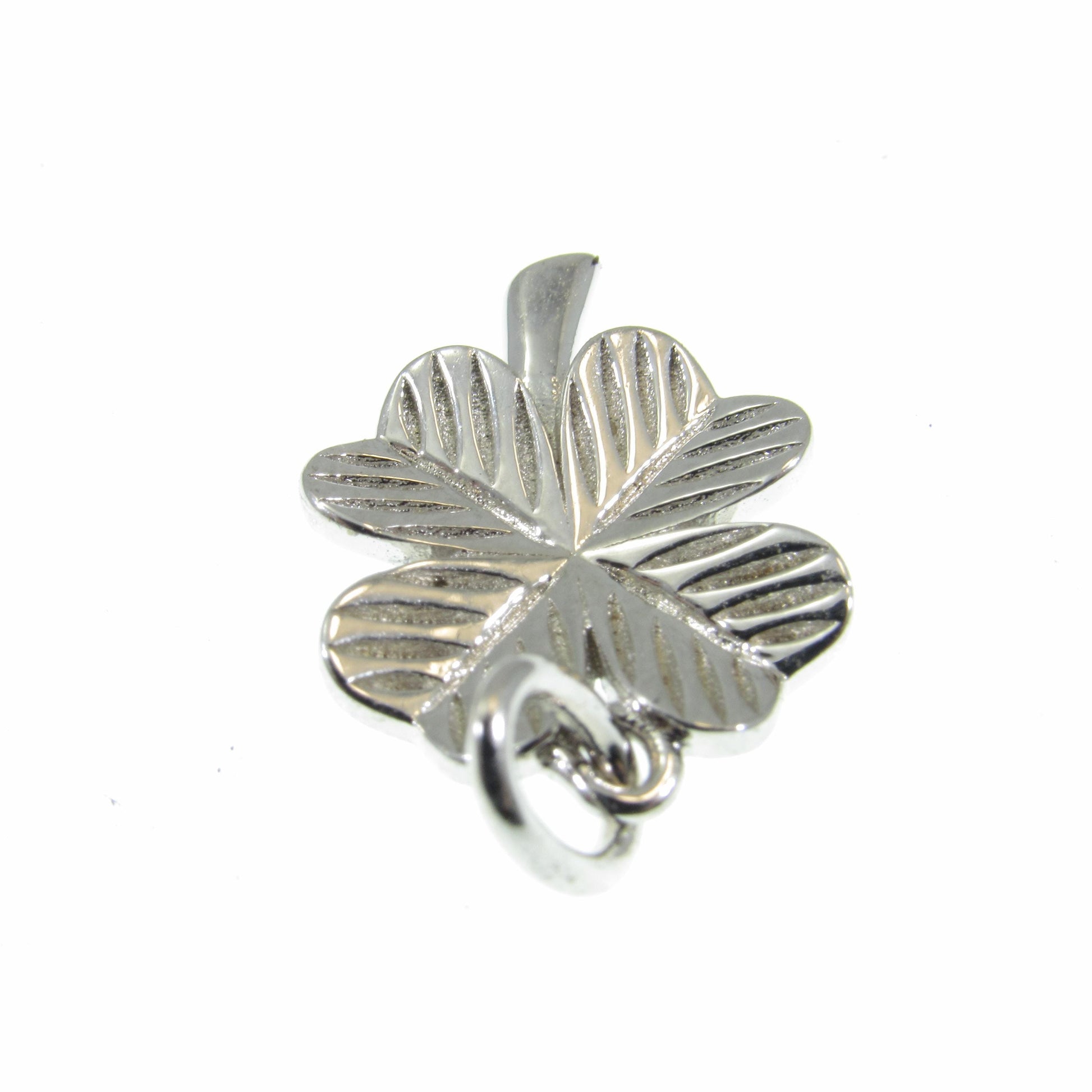 Solid 925 Sterling Silver 4 Leaf Clover Pendant, Four Leaf Clover Charm, Lucky Clover Jewelry, Floral Flower Jewelry, Good Luck Charm