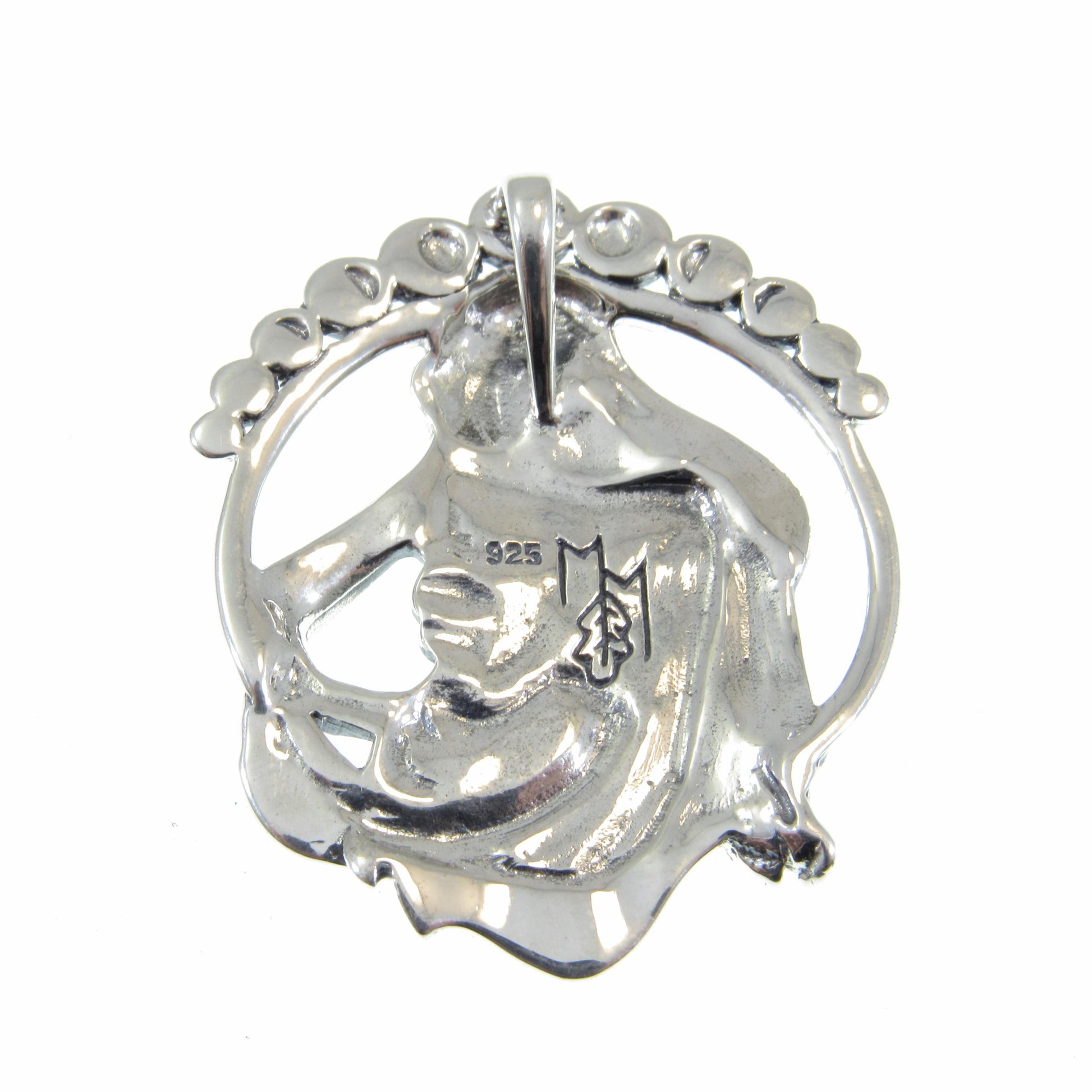 Solid 925 Sterling Silver Phases of the Moon Pendant by Mickie Mueller, Lunar Eclipse Goddess Amulet, Cycle of Life Astrology Jewelry