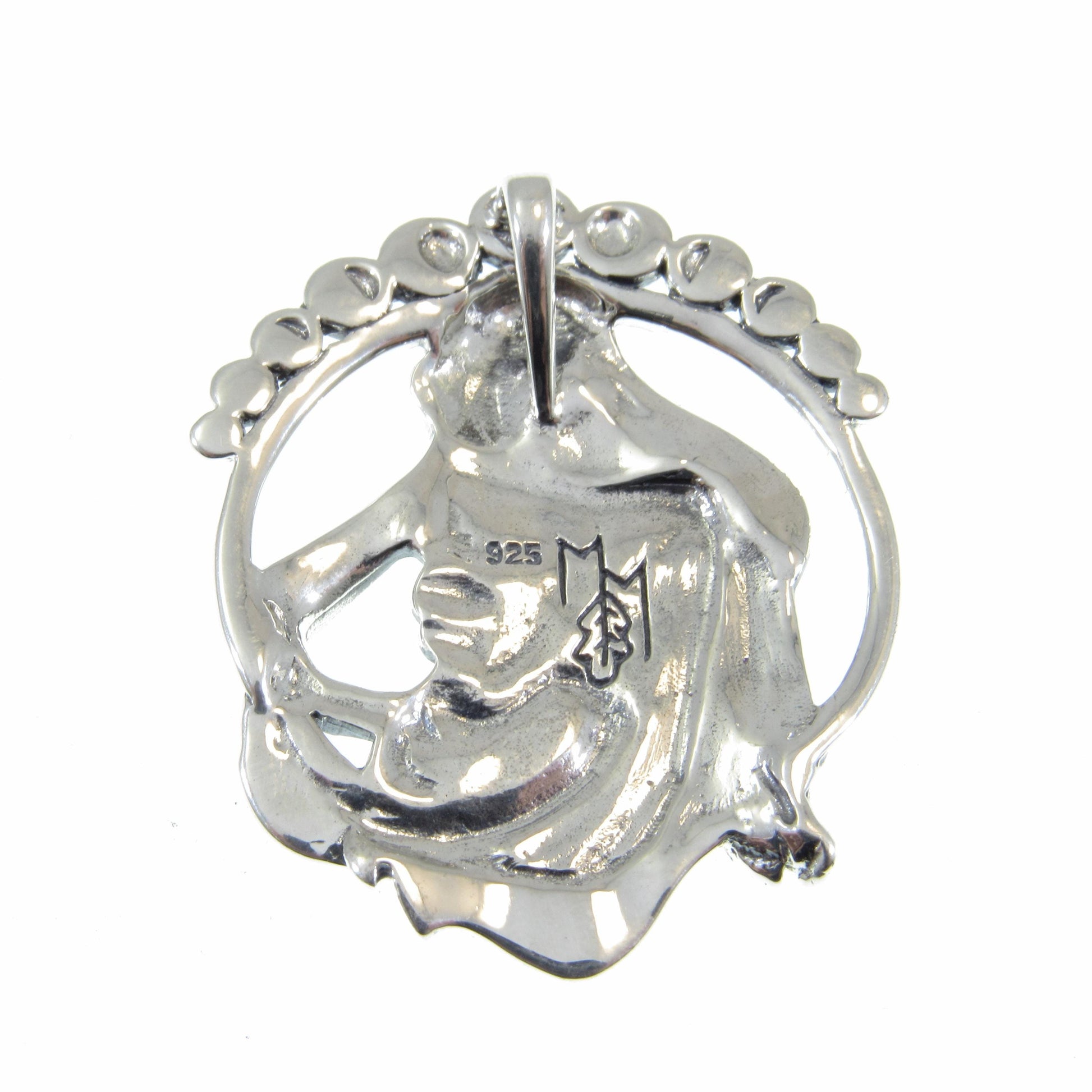 Solid 925 Sterling Silver Phases of the Moon Pendant by Mickie Mueller, Lunar Eclipse Goddess Amulet, Cycle of Life Astrology Jewelry