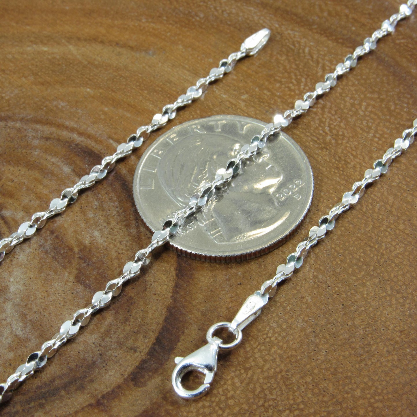 Solid 925 Sterling Silver Twisted Serpentine Chain, Elegant Womens Necklace, Dainty Italian Necklace or Bracelet, Sparkly Jewelry for Her