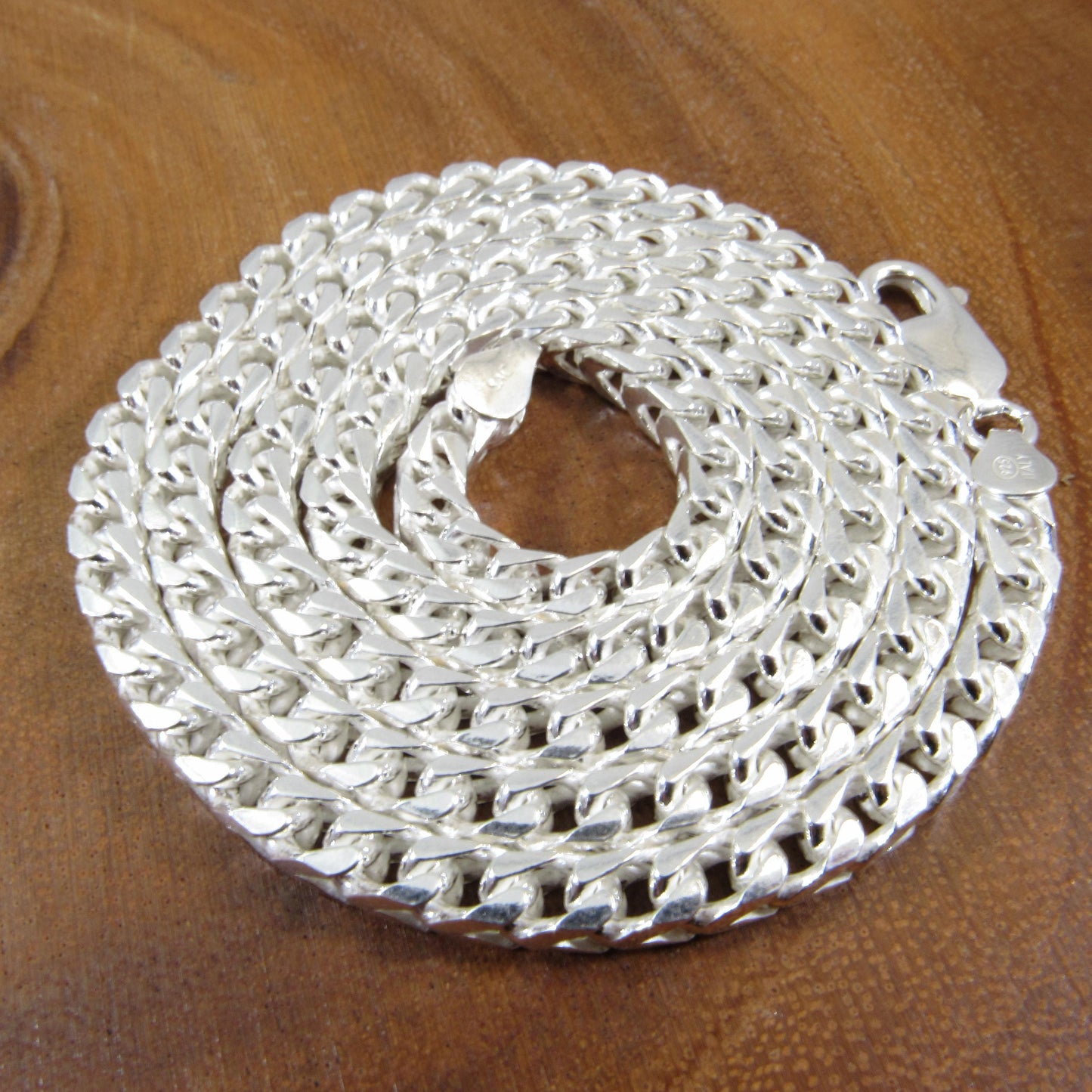 4.6MM Solid 925 Sterling Silver Franco Link Chain, Mens Diamond Cut Hip Hop Chain, Chunky Unisex Italian Necklace or Bracelet, 150 Gauge