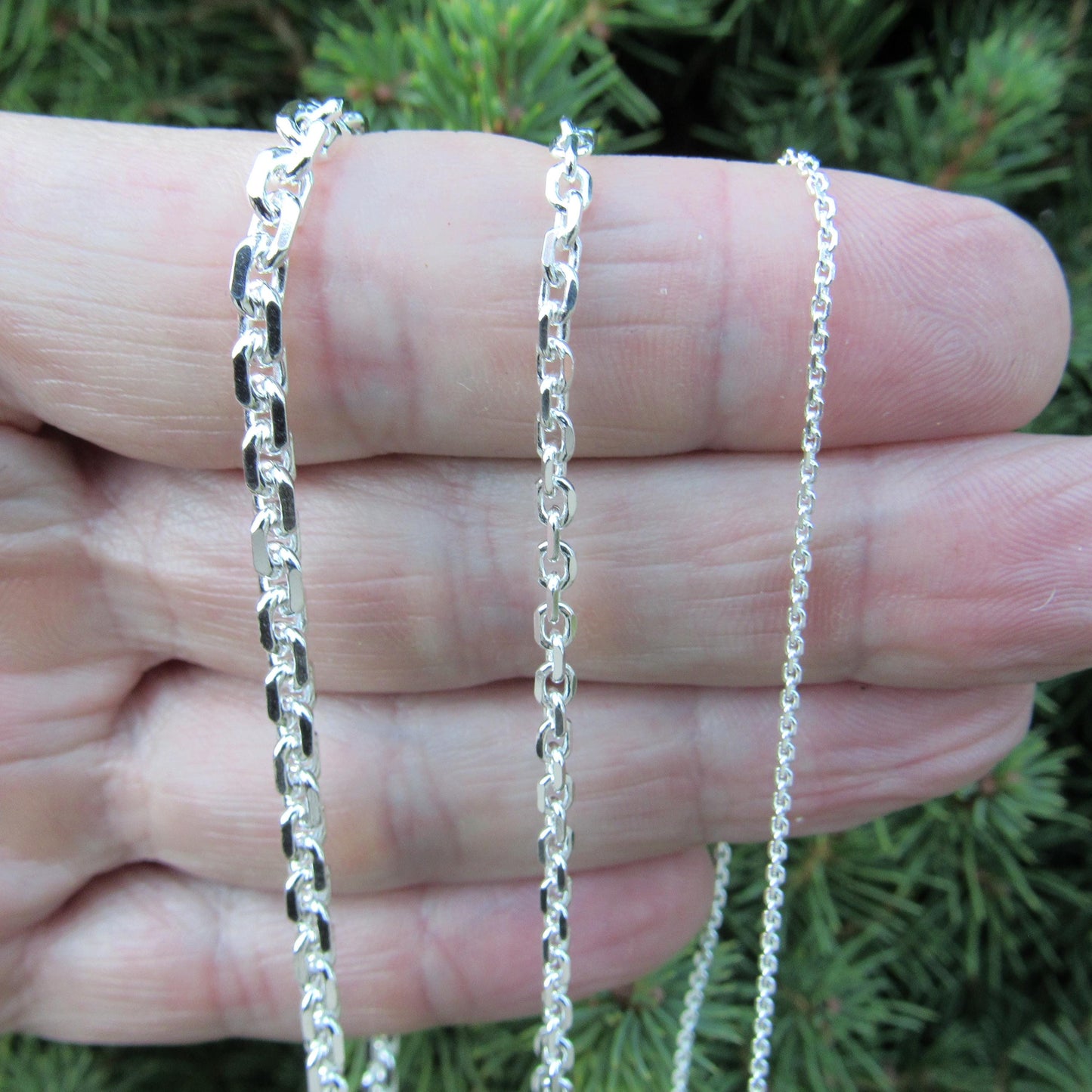 Solid 925 Sterling Silver Anchor Link Chain, Men's & Women's Necklace or Bracelet, Italian Made Cable Chain, Fine Silver Nautical Jewelry