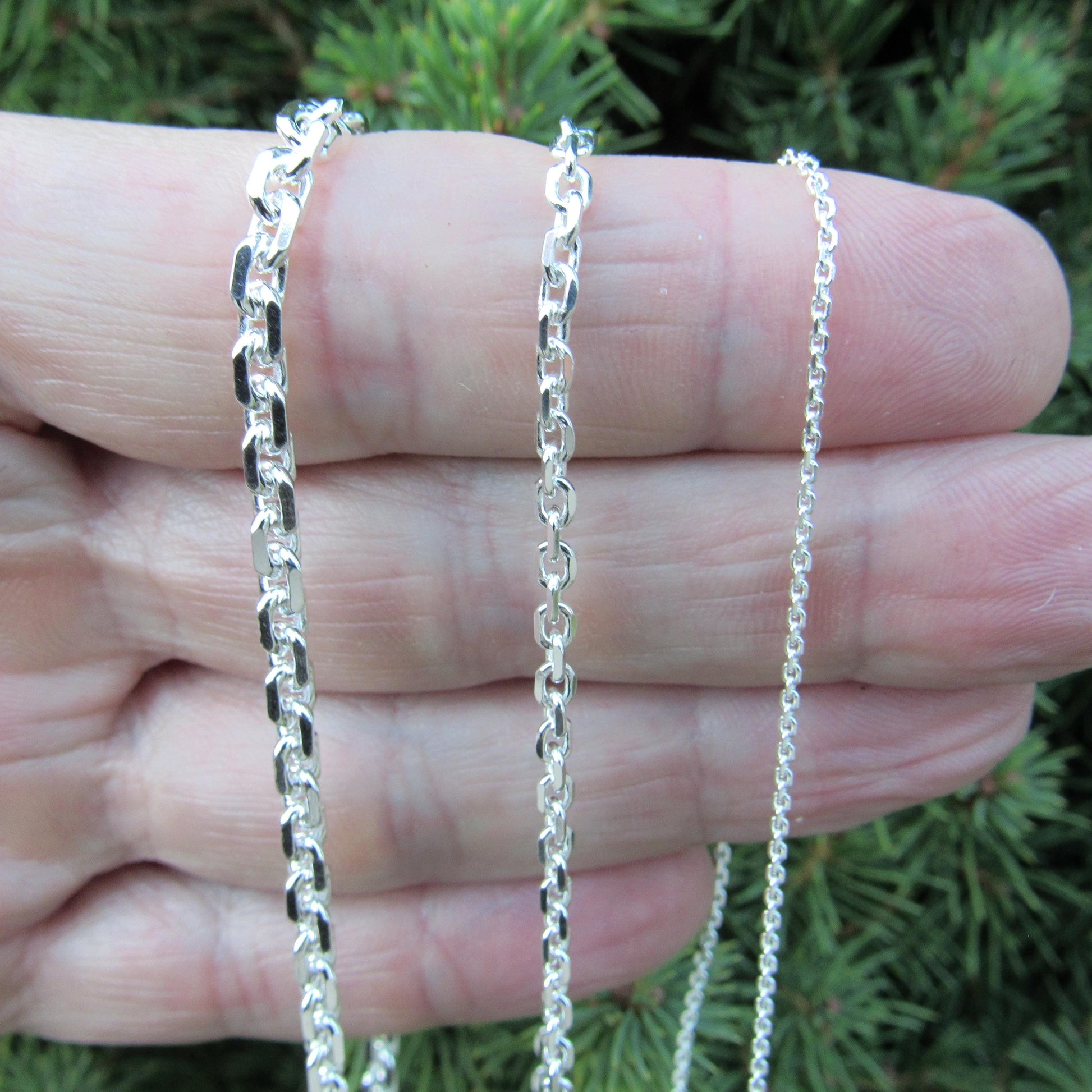 Solid 925 Sterling Silver Anchor Chain Necklace or Bracelet, Italian Cable Chain, Unisex Nautical Jewelry 1.4mm-4mm, 7"-30"