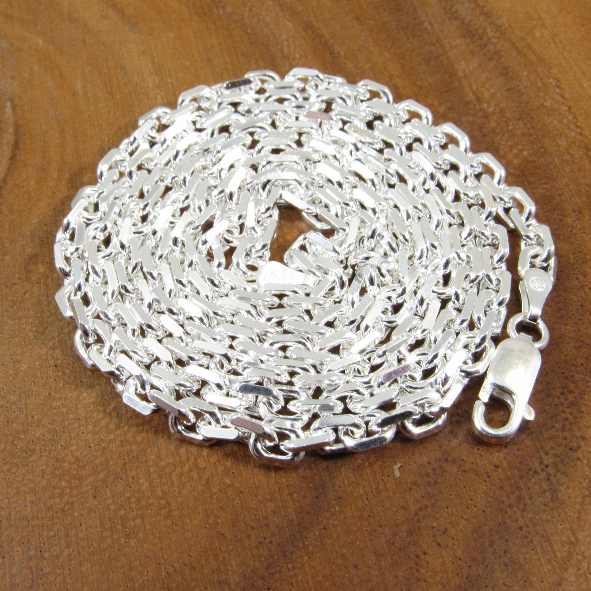 4MM Solid 925 Sterling Silver Anchor Link Chain, Italian Cable Chain Bracelet or Necklace, Nautical Jewelry for Men & Women, Made in Italy