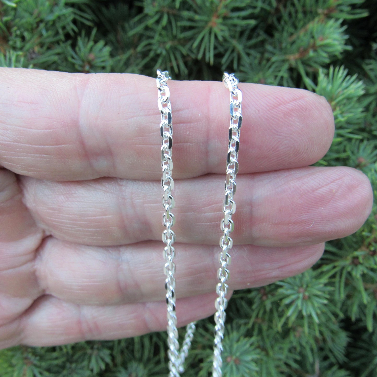 2.7MM Solid 925 Sterling Silver Anchor Link Chain, Italian Cable Chain Bracelet or Necklace, Nautical Jewelry for Men & Women, Made in Italy