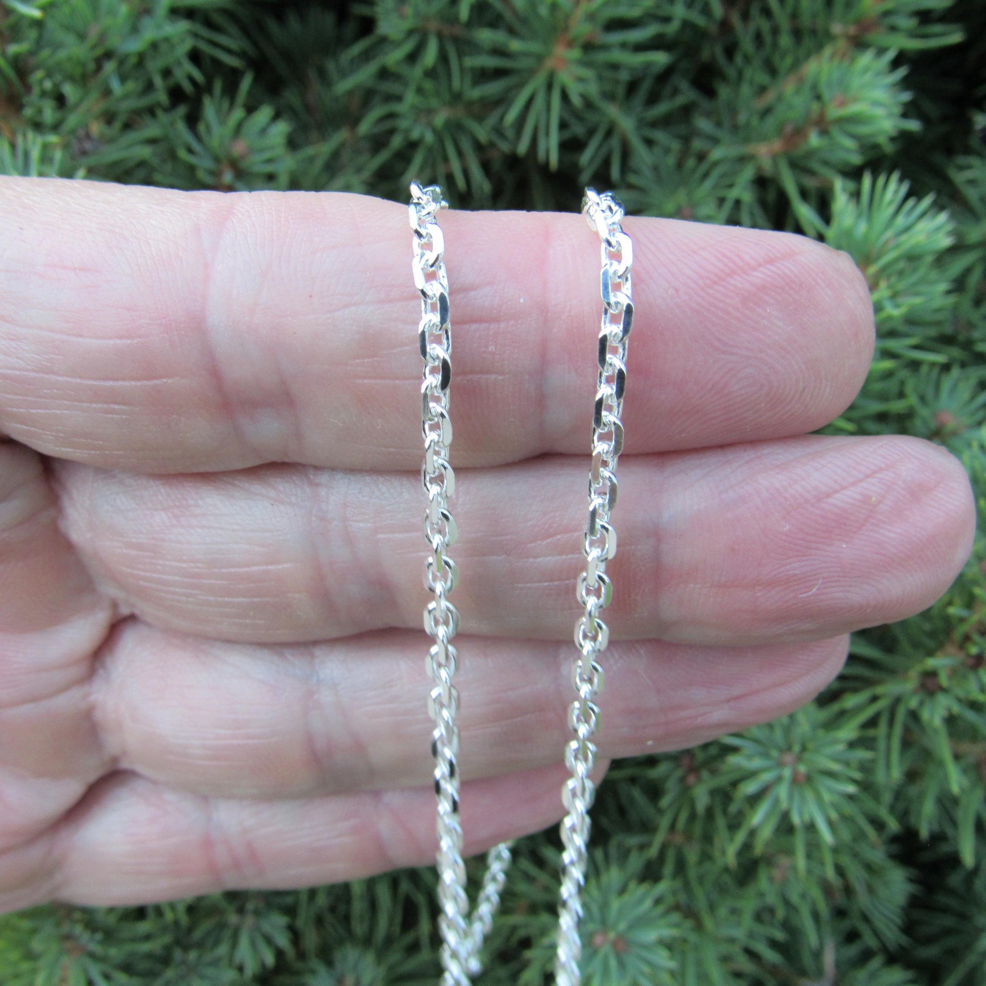 2.7MM Solid 925 Sterling Silver Anchor Link Chain, Italian Cable Chain Bracelet or Necklace, Nautical Jewelry for Men & Women, Made in Italy