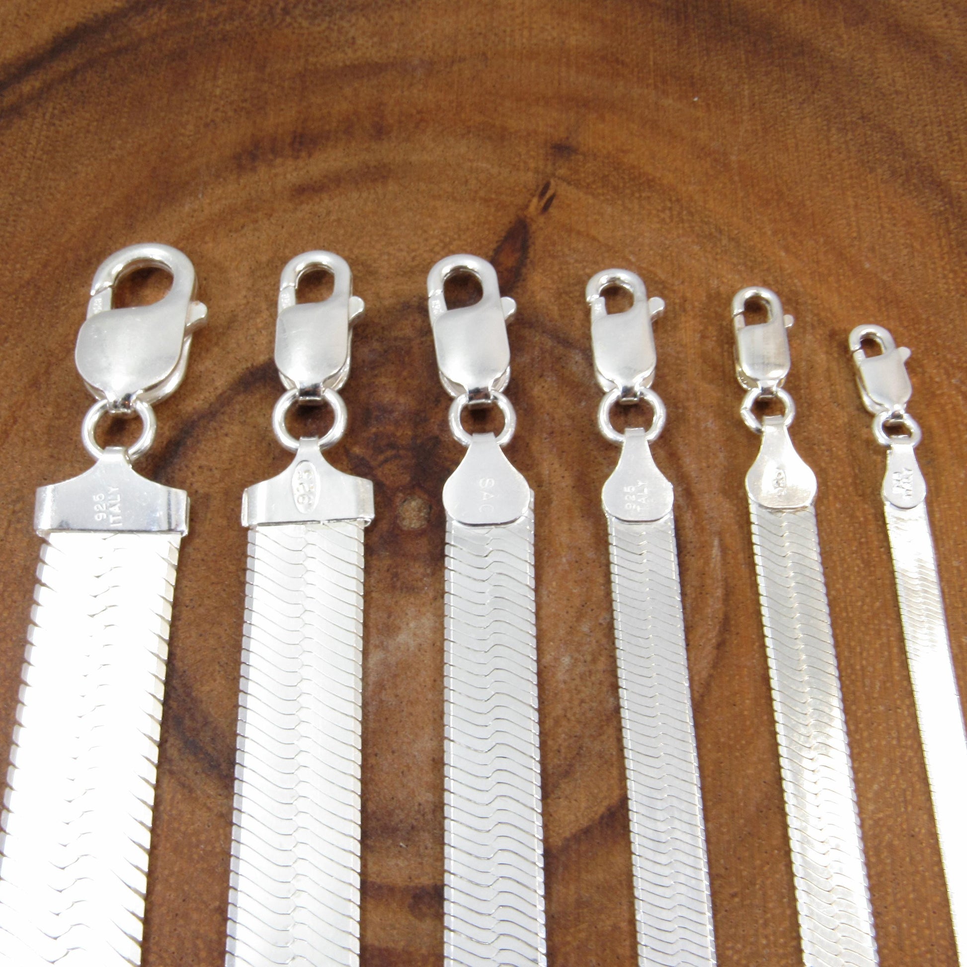 Solid 925 Sterling Silver Herringbone Chain, Unisex Italian Necklace / Bracelet, 3.5mm - 11mm, 7 - 30 Inches, Women's Layering Jewelry Gift