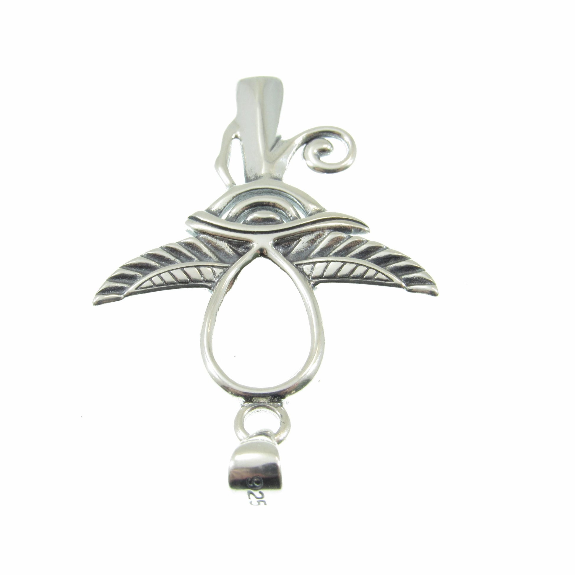 Solid 925 Sterling Silver Egyptian Ankh & Eye of Horus Pendant, Handcrafted Cross, Crux Ansata Jewelry for Men or Women, Mythology Gift