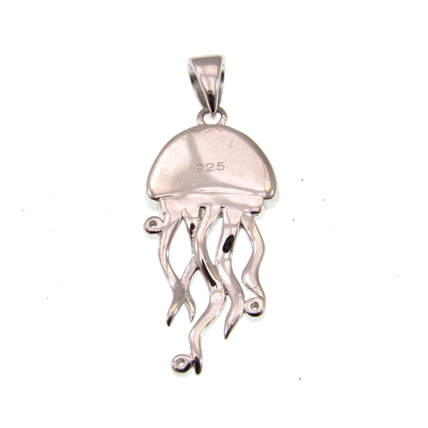Solid 925 Sterling Silver Jellyfish Pendant, Blue or White Opal Gemstones, Handcrafted Sea Life Jewelry, Marine Ocean Nautical Charm