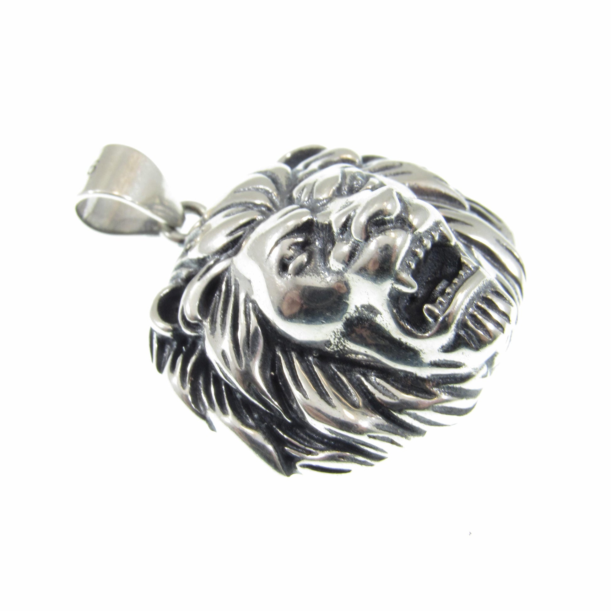 Solid 925 Sterling Silver Lion Head Pendant, Spirit Animal Totem, Handcrafted Animal & Wildlife Jewelry Charm, Bold Jungle Pendant