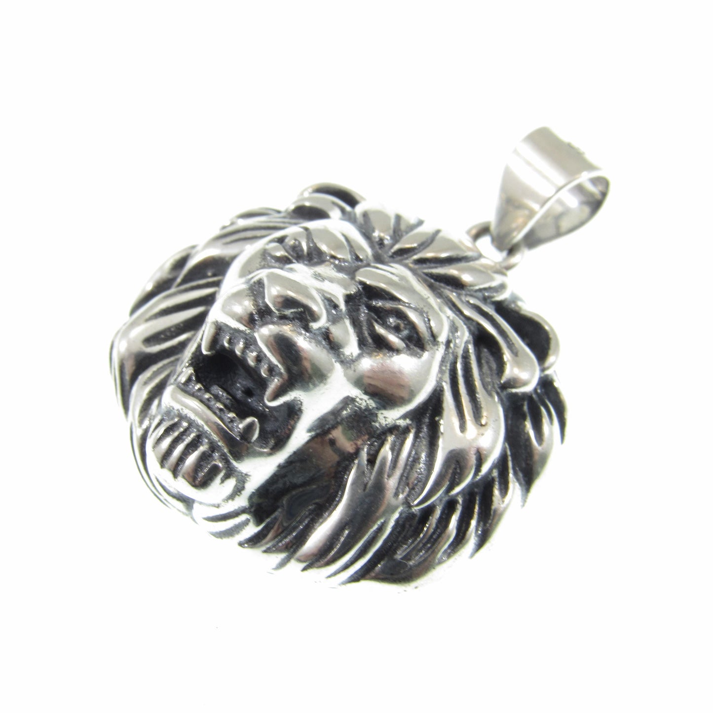 Solid 925 Sterling Silver Lion Head Pendant, Spirit Animal Totem, Handcrafted Animal & Wildlife Jewelry Charm, Bold Jungle Pendant