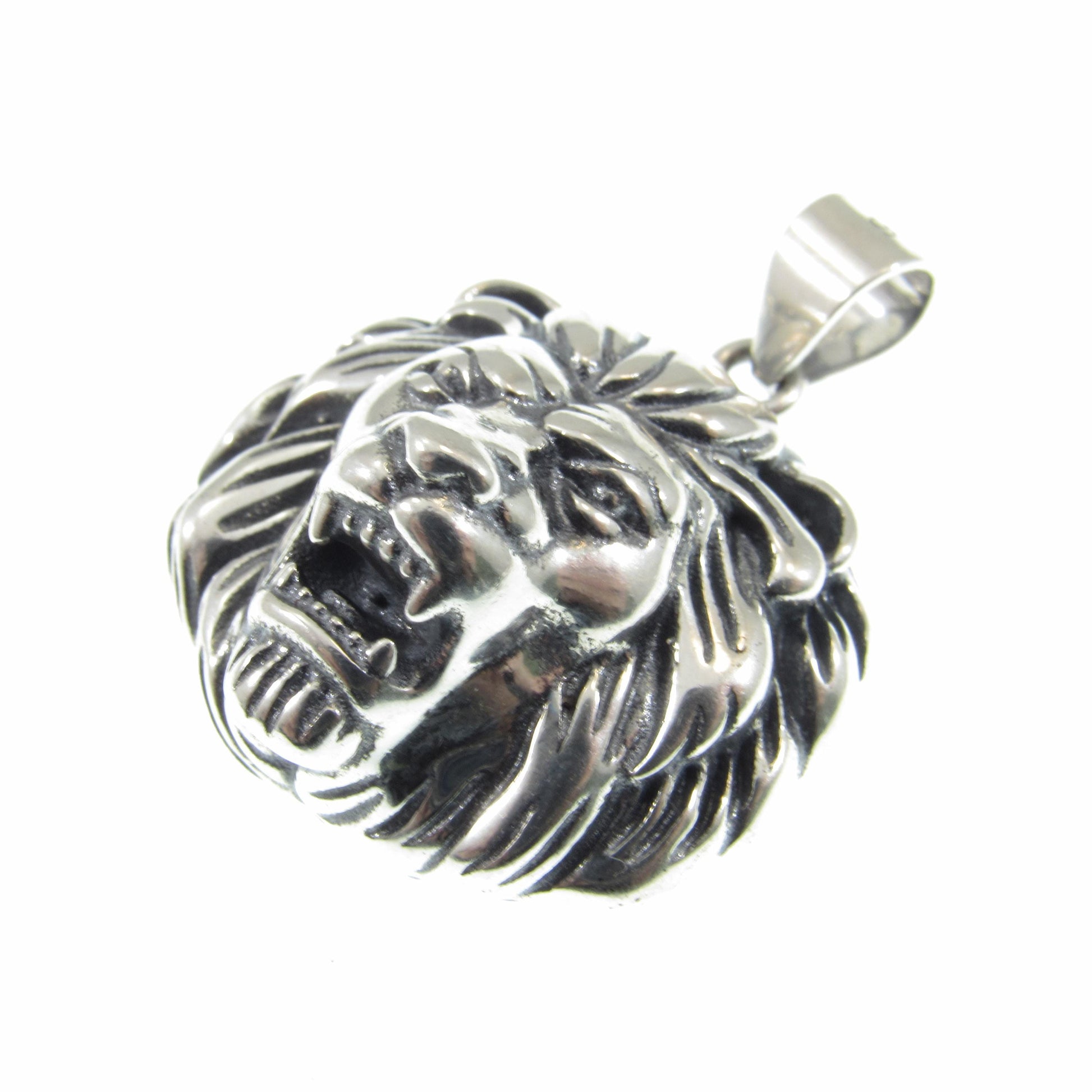 Solid 925 Sterling Silver Lion Head Pendant, Spirit Animal Totem, Handcrafted Animal & Wildlife Jewelry Charm, Bold Jungle Pendant