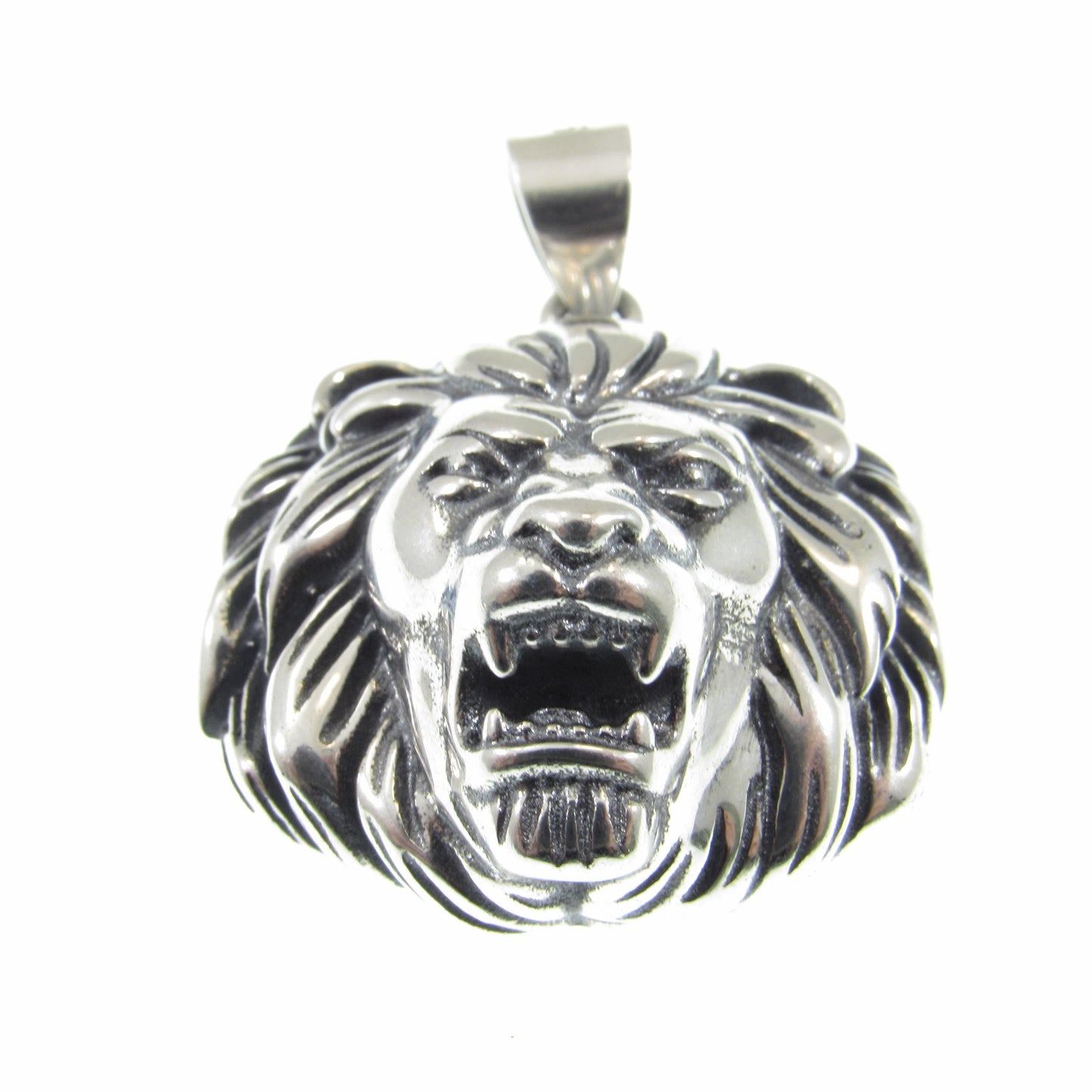 Solid 925 Sterling Silver Lion Head Pendant, Spirit Animal Totem, Handcrafted Animal & Wildlife Jewelry Charm, Bold Jungle Pendant