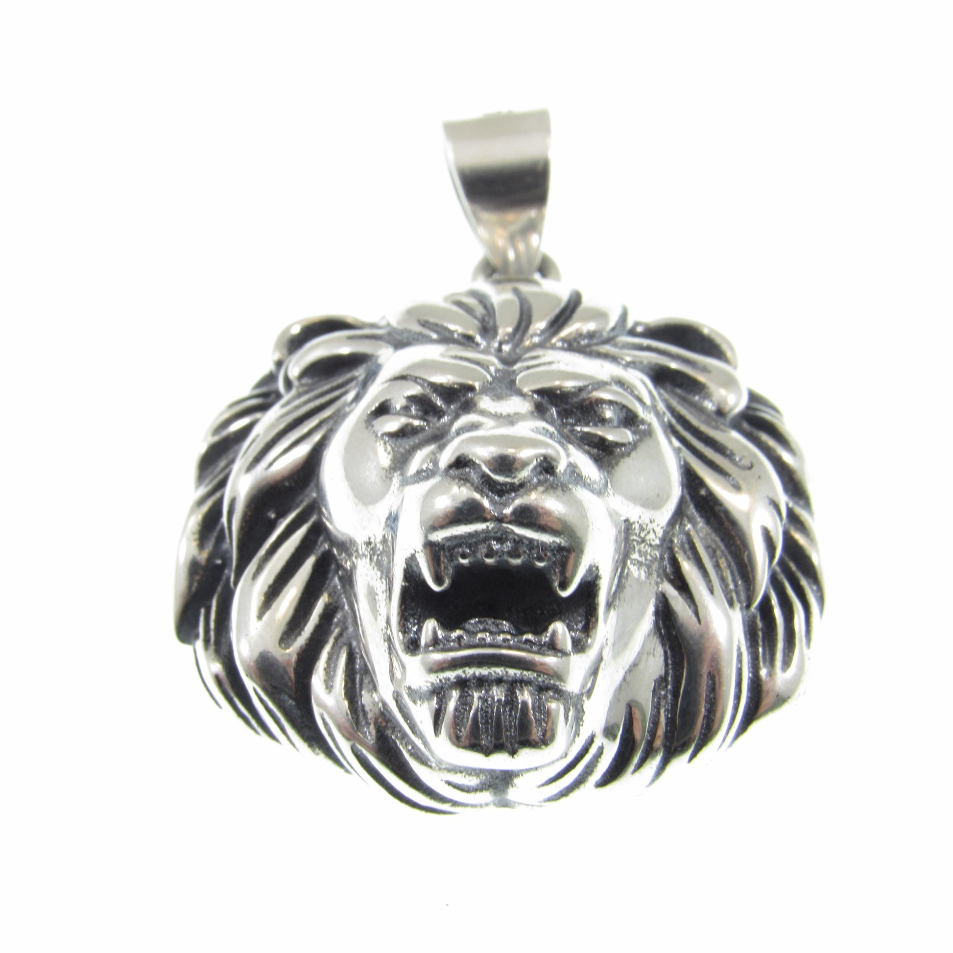 Solid 925 Sterling Silver Lion Head Pendant, Spirit Animal Totem, Handcrafted Animal & Wildlife Jewelry Charm, Bold Jungle Pendant