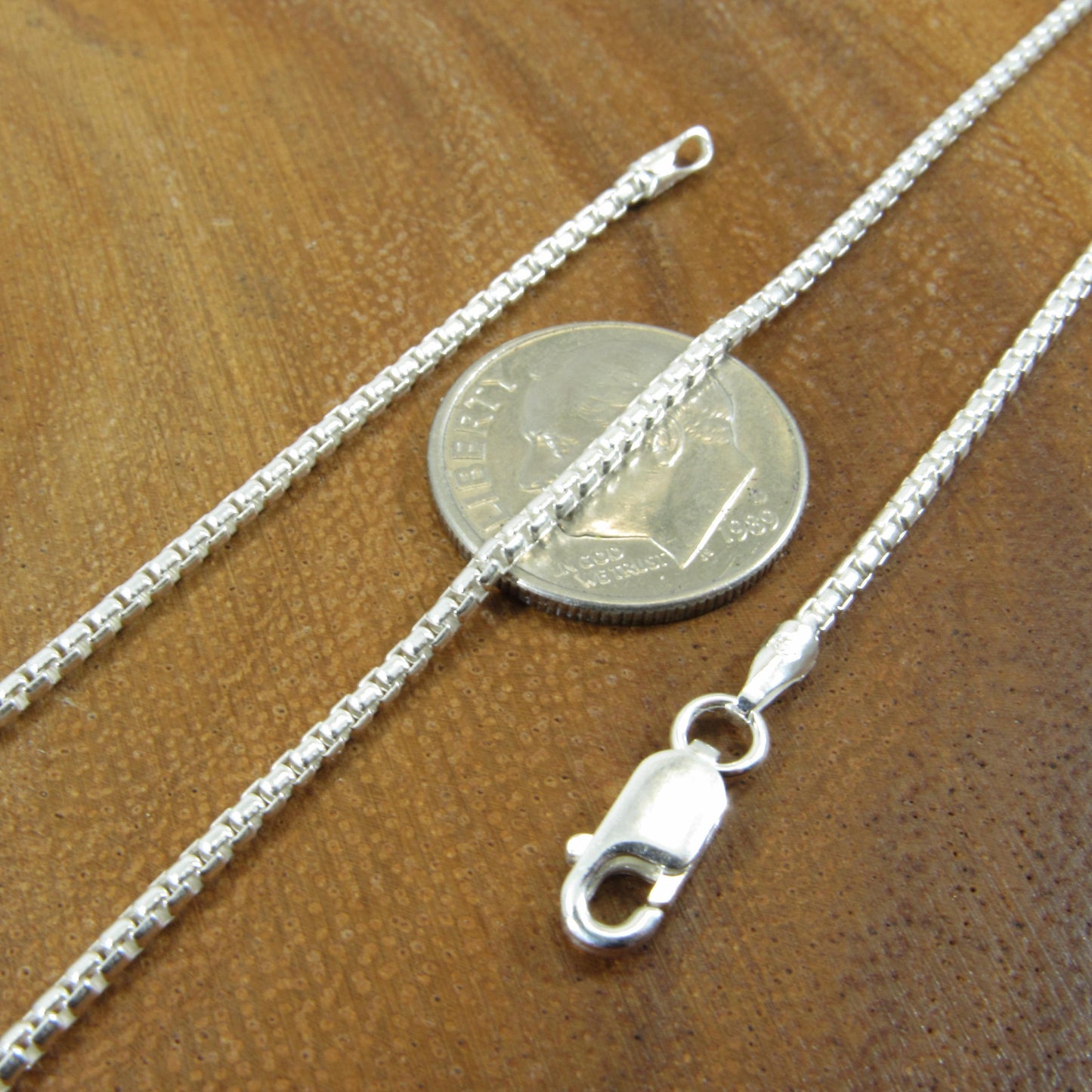 Solid 925 Sterling Silver Italian Round Box Chain Necklace, Rounded Box Link Pendant Chain for Men and Women, Urban Jewelry, Made in Italy