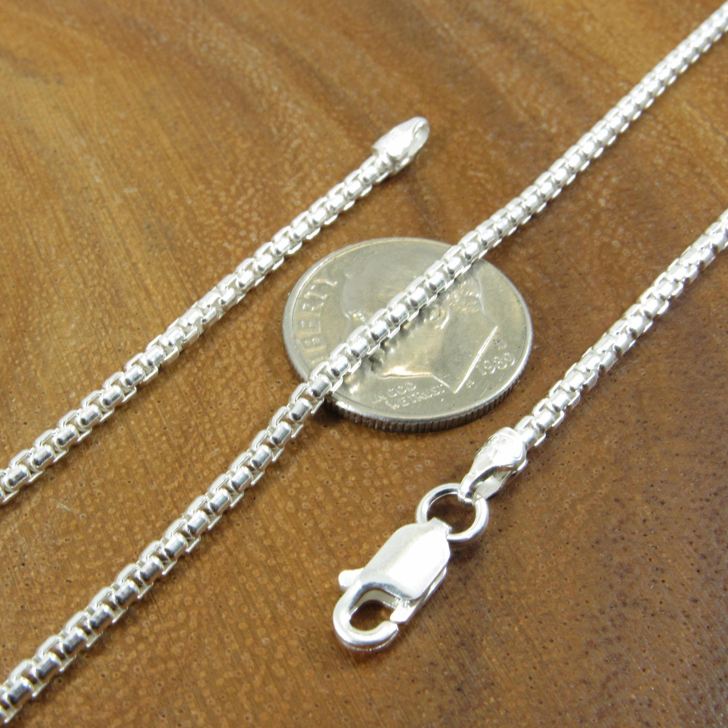 Solid 925 Sterling Silver Italian Round Box Chain Necklace, Rounded Box Link Pendant Chain for Men and Women, Urban Jewelry, Made in Italy