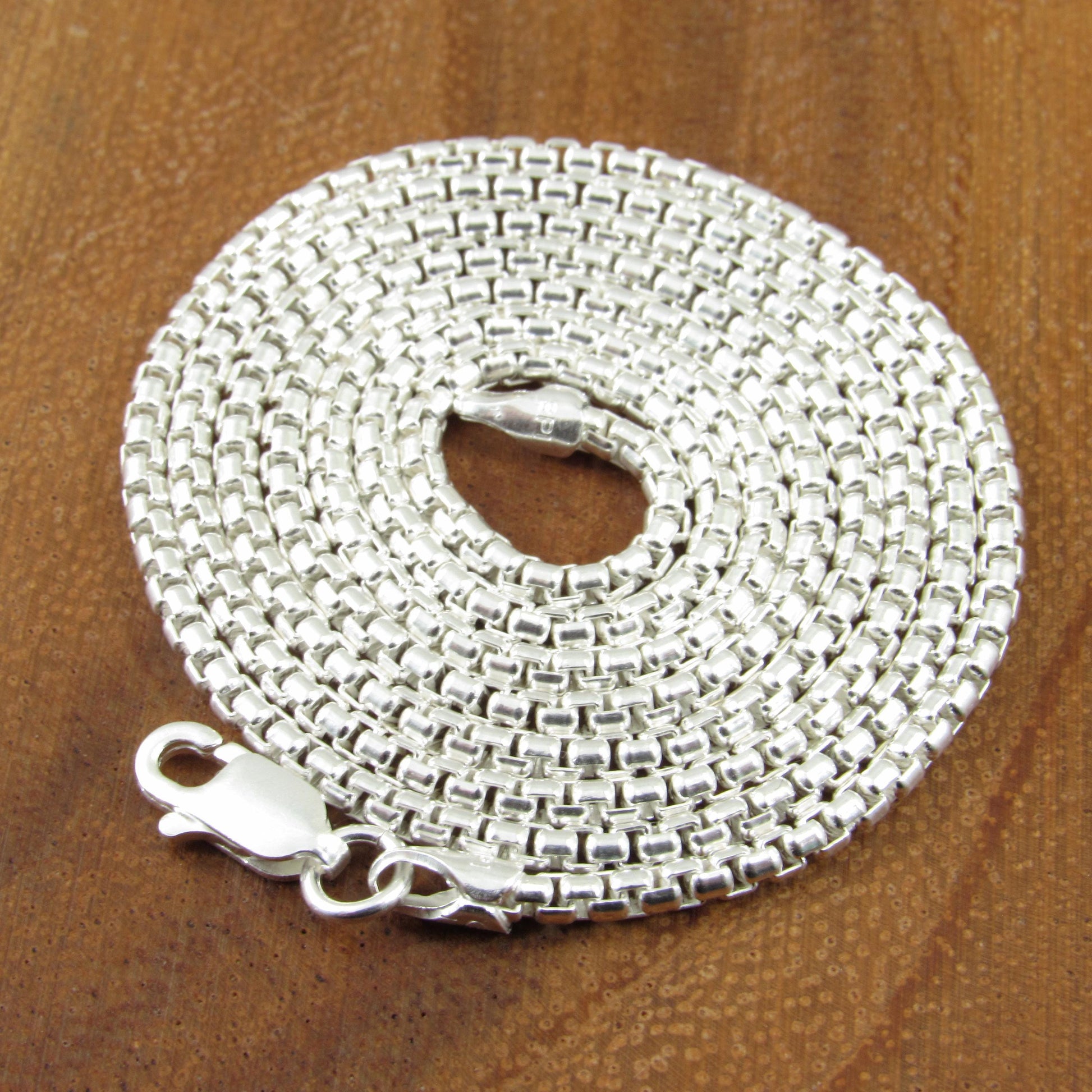 2.1MM Wide Solid 925 Sterling Silver Round Box Chain, Rounded Box Link Necklace, Unisex Italian Jewelry, All Sizes For Everyday Casual Wear