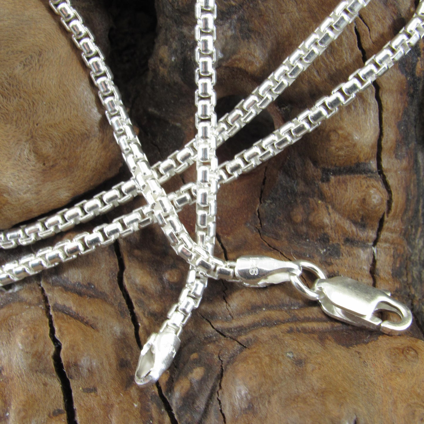 2.1MM Wide Solid 925 Sterling Silver Round Box Chain, Rounded Box Link Necklace, Unisex Italian Jewelry, All Sizes For Everyday Casual Wear