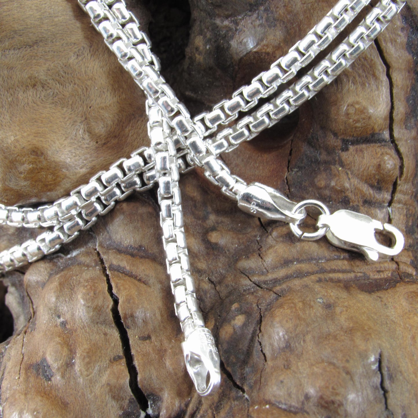 2.5MM Wide Solid 925 Sterling Silver Round Box Chain, Rounded Box Link Necklace, Unisex Italian Jewelry, All Sizes For Everyday Casual Wear