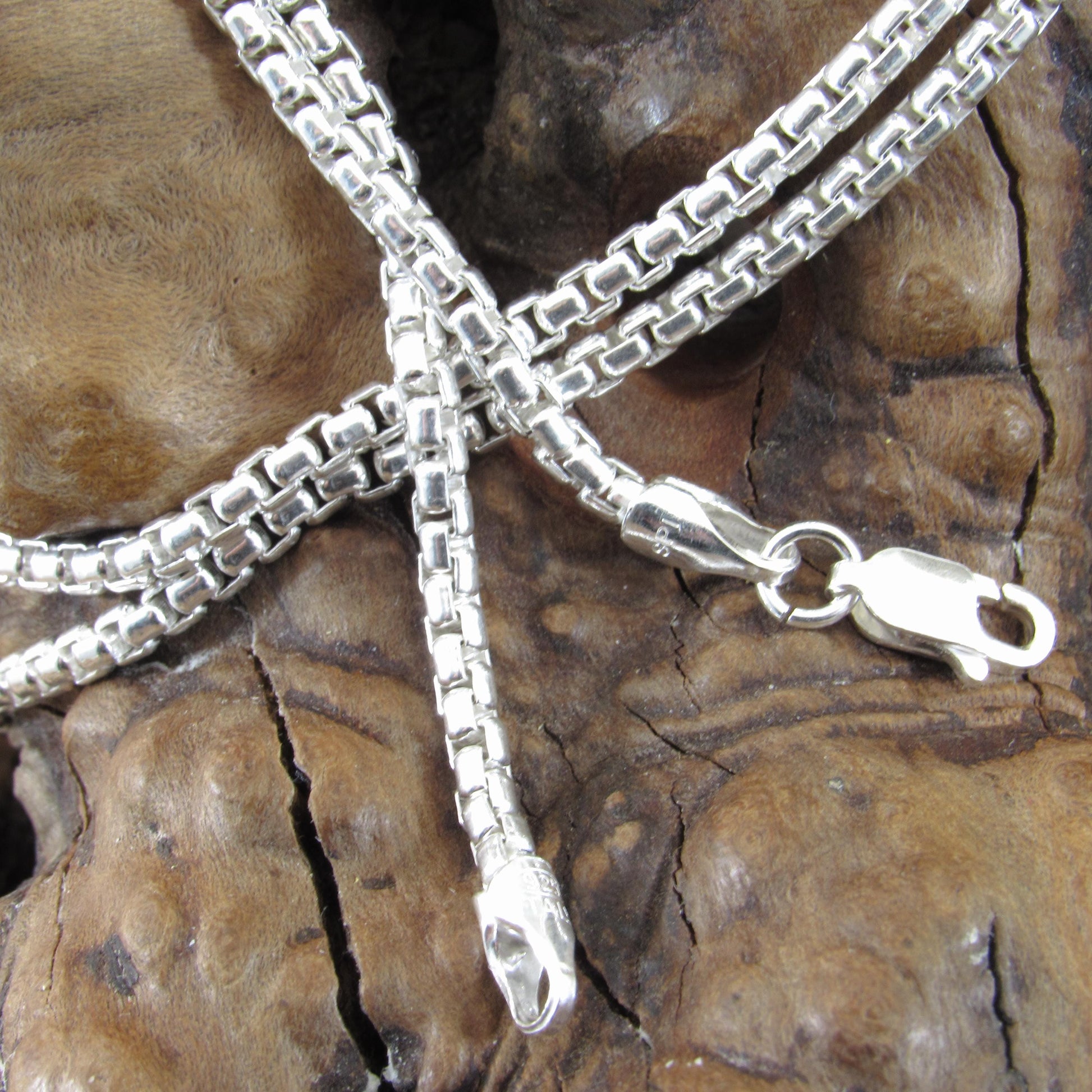 2.5MM Wide Solid 925 Sterling Silver Round Box Chain, Rounded Box Link Necklace, Unisex Italian Jewelry, All Sizes For Everyday Casual Wear