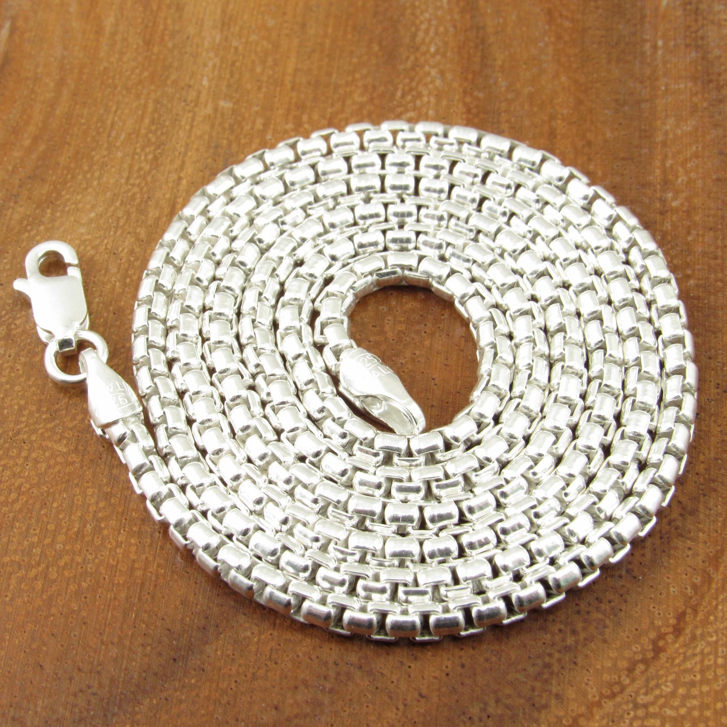2.5MM Wide Solid 925 Sterling Silver Round Box Chain, Rounded Box Link Necklace, Unisex Italian Jewelry, All Sizes For Everyday Casual Wear