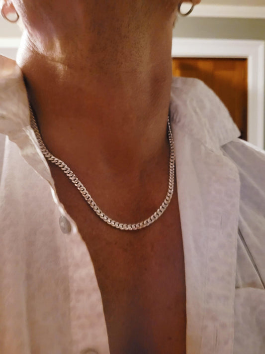 4.9MM Solid 925 Sterling Silver Men's Miami Cuban Link Chain, Mens Heavy Chain, Thick Italian Necklace or Bracelet for Men, Hip Hop Jewelry