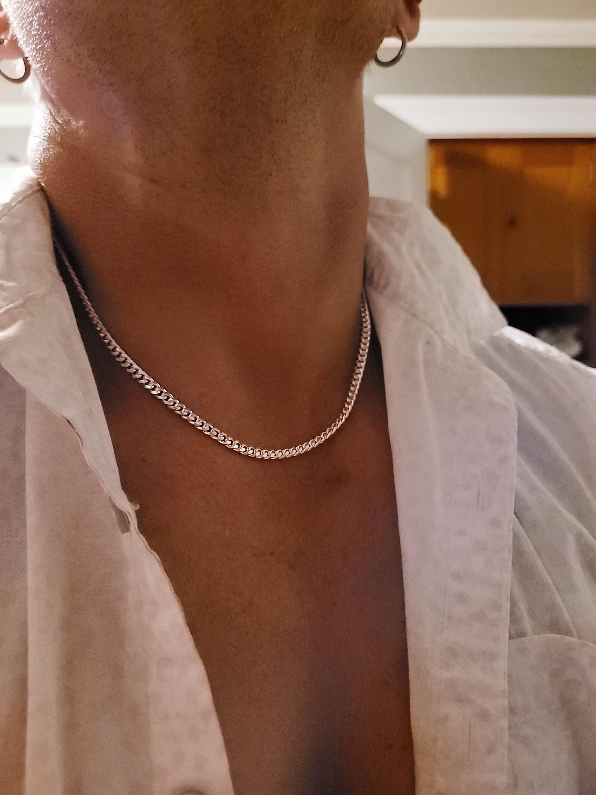 4.2MM Solid 925 Sterling Silver Men's Miami Cuban Link Chain, Mens Heavy Chain, Thick Italian Necklace or Bracelet for Men, Hip Hop Jewelry