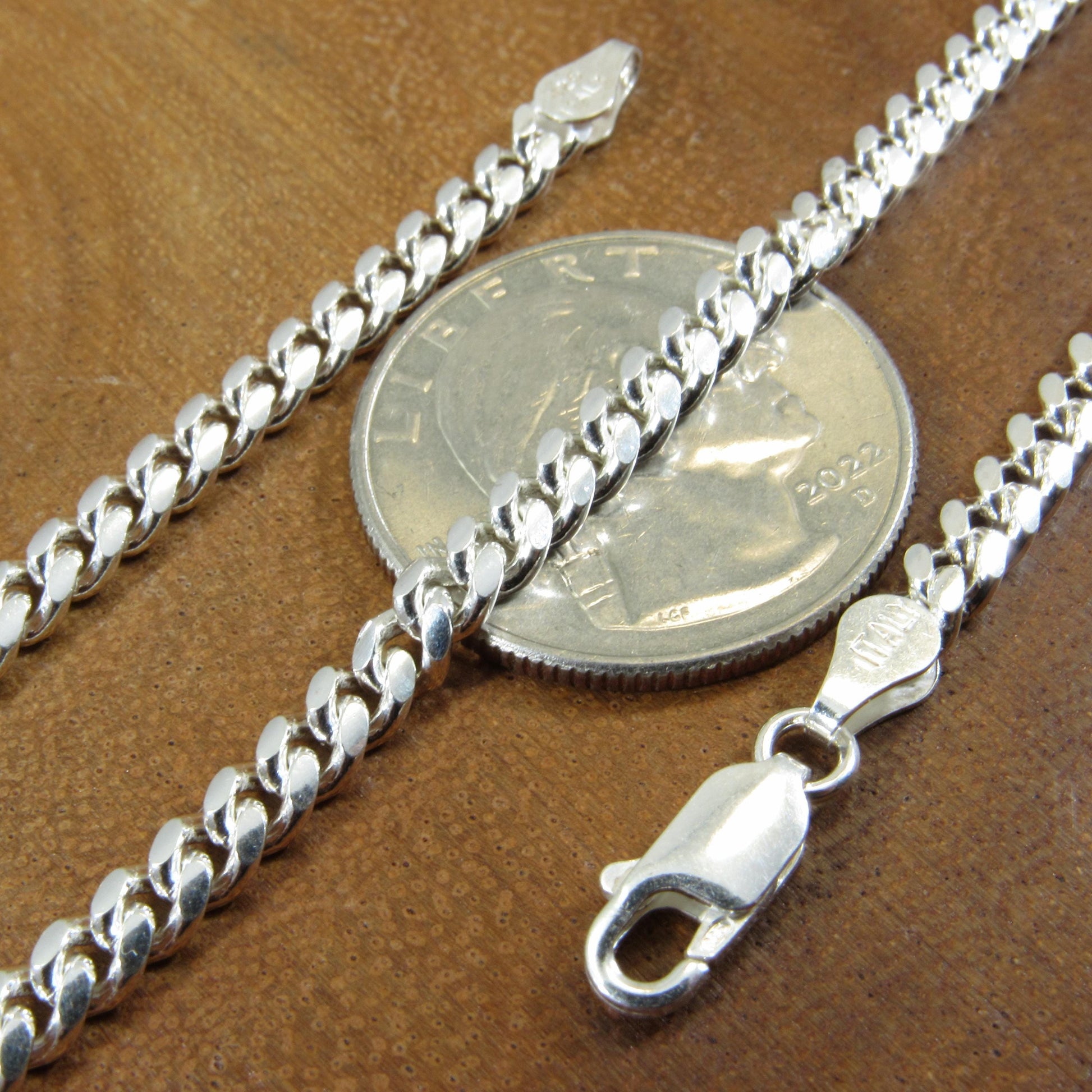 3.5MM Solid 925 Sterling Silver Men's Miami Cuban Link Chain, Mens Heavy Chain, Thick Italian Necklace or Bracelet for Men, Hip Hop Jewelry