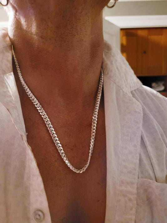 6.3MM Solid 925 Sterling Silver Men's Miami Cuban Link Chain, Mens Heavy Chain, Thick Italian Necklace or Bracelet for Men, Hip Hop Jewelry