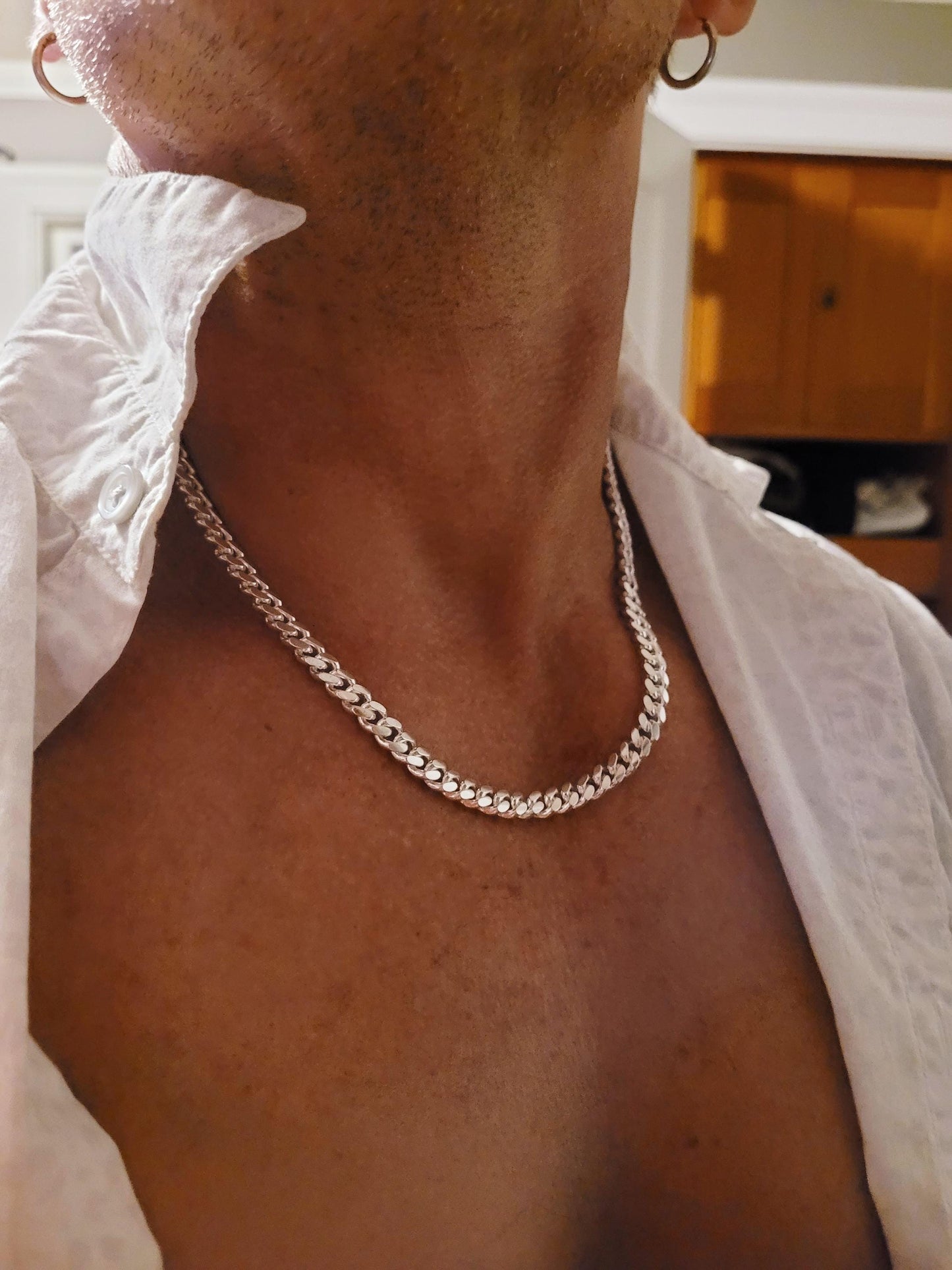 6.8MM Solid 925 Sterling Silver Men's Miami Cuban Link Chain, Mens Heavy Chain, Thick Italian Necklace or Bracelet for Men, Hip Hop Jewelry