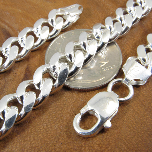 9.2MM Solid 925 Sterling Silver Men's Miami Cuban Link Chain, Mens Heavy Chain, Thick Italian Necklace or Bracelet for Men, Hip Hop Jewelry