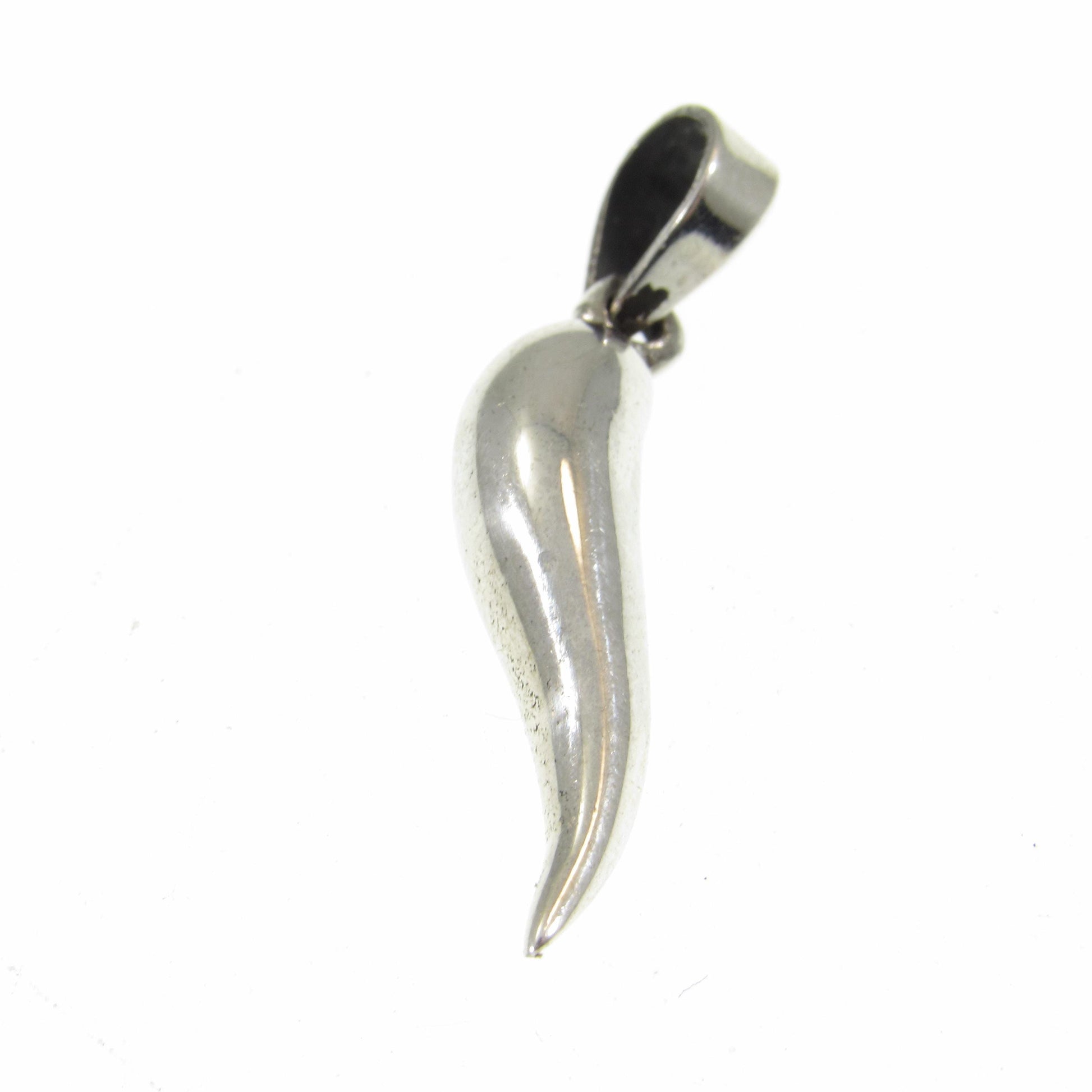 Solid 925 Sterling Silver Italian Horn Pendant, Handcrafted Cornicello Charm, Protection Jewelry, Little Hornlet Symbol, Corno Talisman