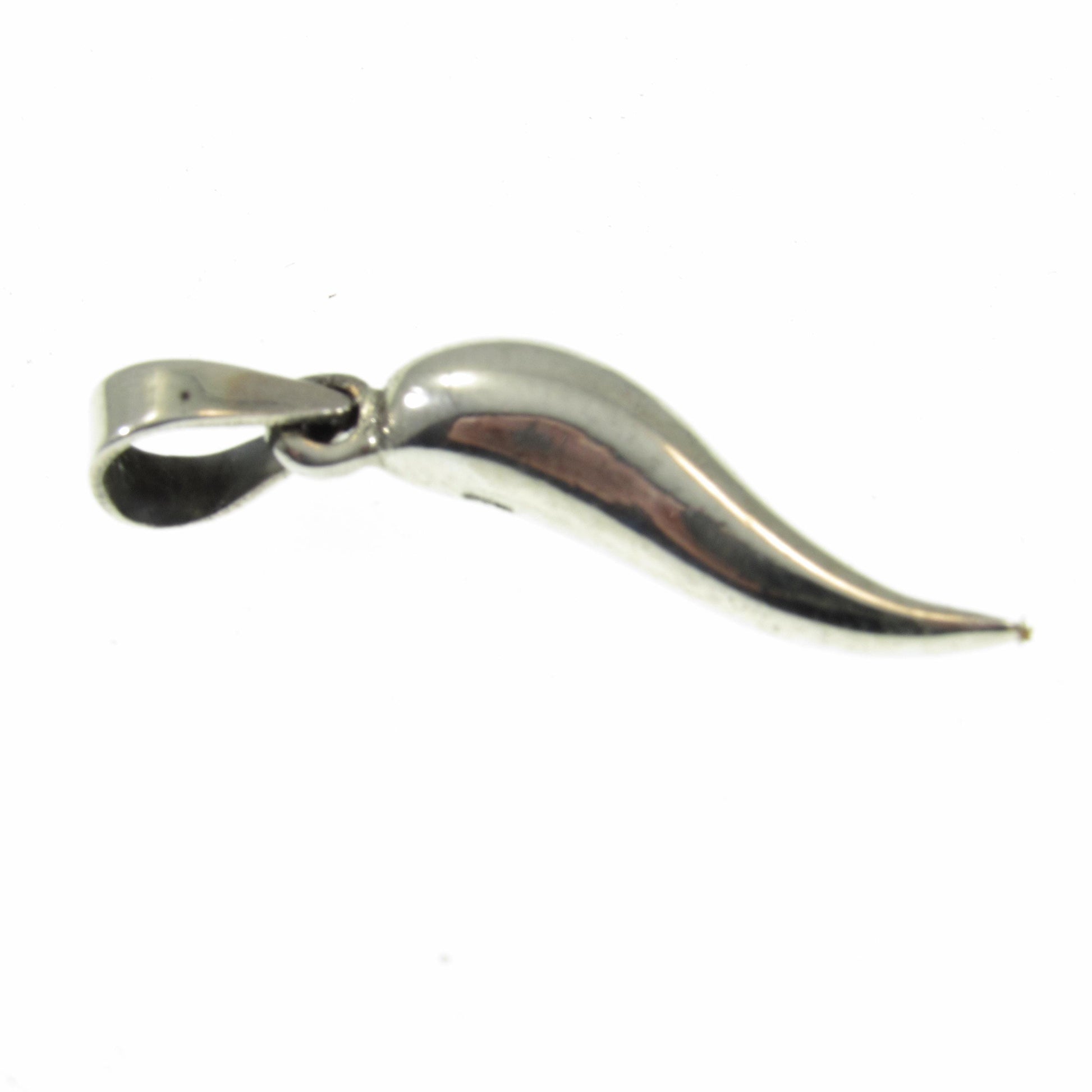 Solid 925 Sterling Silver Italian Horn Pendant, Handcrafted Cornicello Charm, Protection Jewelry, Little Hornlet Symbol, Corno Talisman