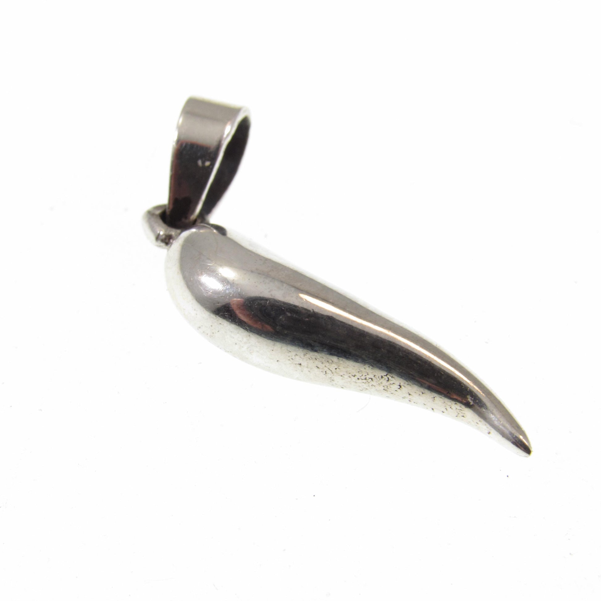 Solid 925 Sterling Silver Italian Horn Pendant, Handcrafted Cornicello Charm, Protection Jewelry, Little Hornlet Symbol, Corno Talisman