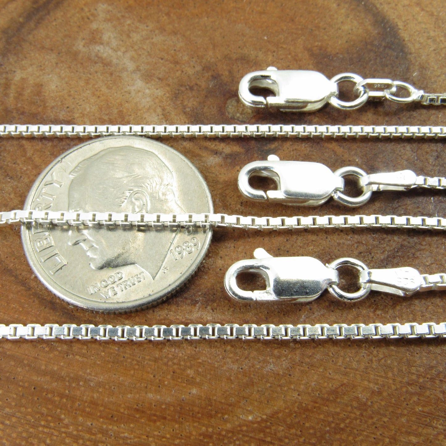 Solid 925 Sterling Silver Italian Box Chain Necklace, Men's and Women's Unisex Venetian Square Box Bracelet, Made in Italy .7mm - 2.5mm
