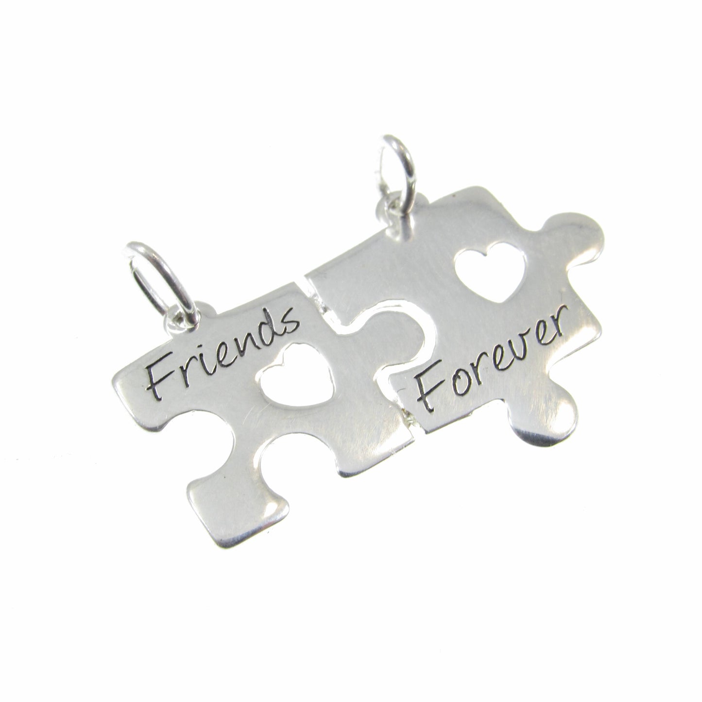 Solid 925 Sterling Silver Friends Forever Jigsaw Puzzle Pendant, Friendship Charm, Symbol of Love & Companionship, Best Friend Soulmate Gift