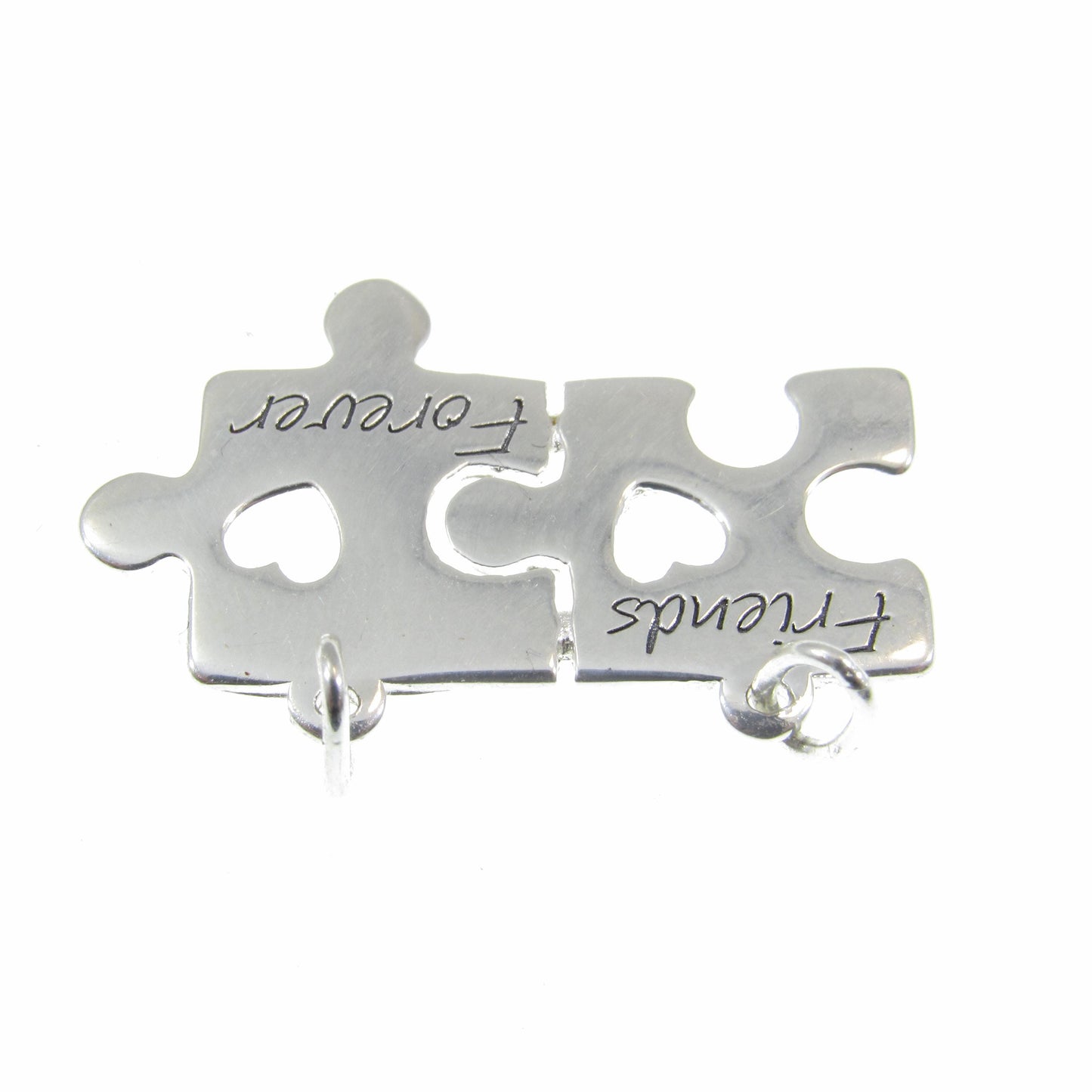 Solid 925 Sterling Silver Friends Forever Jigsaw Puzzle Pendant, Friendship Charm, Symbol of Love & Companionship, Best Friend Soulmate Gift