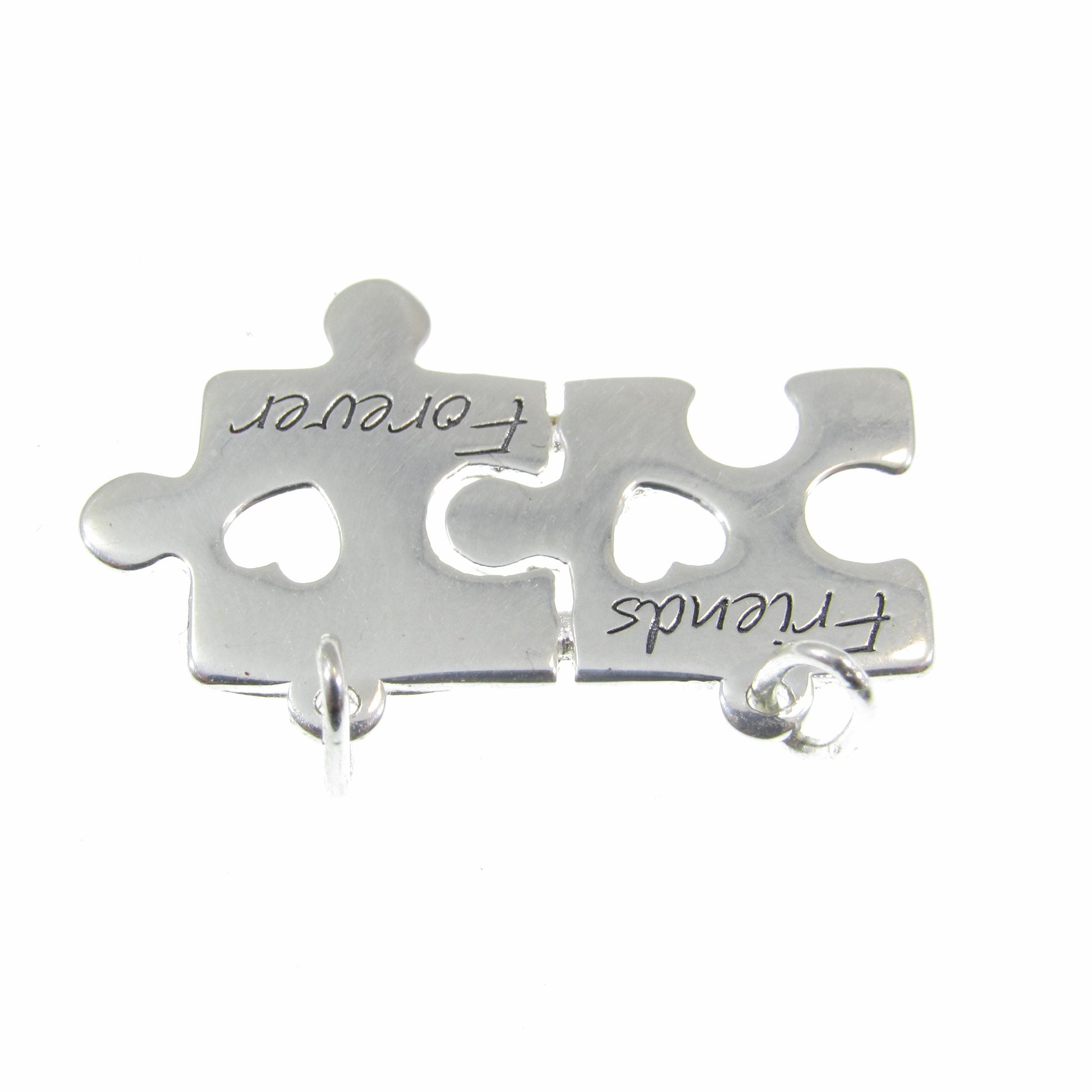 Solid 925 Sterling Silver Friends Forever Jigsaw Puzzle Pendant, Friendship Charm, Symbol of Love & Companionship, Best Friend Soulmate Gift