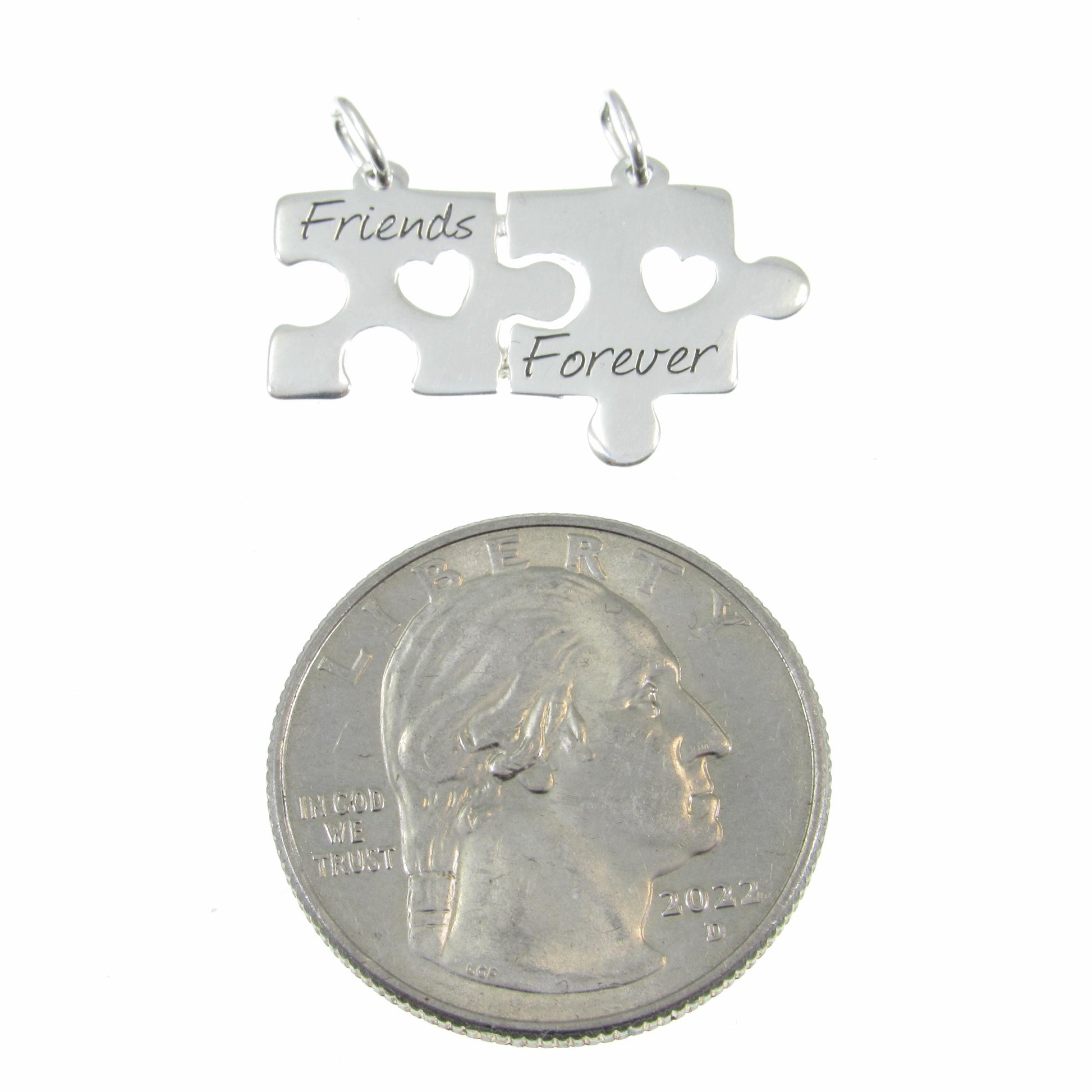 Solid 925 Sterling Silver Friends Forever Jigsaw Puzzle Pendant, Friendship Charm, Symbol of Love & Companionship, Best Friend Soulmate Gift