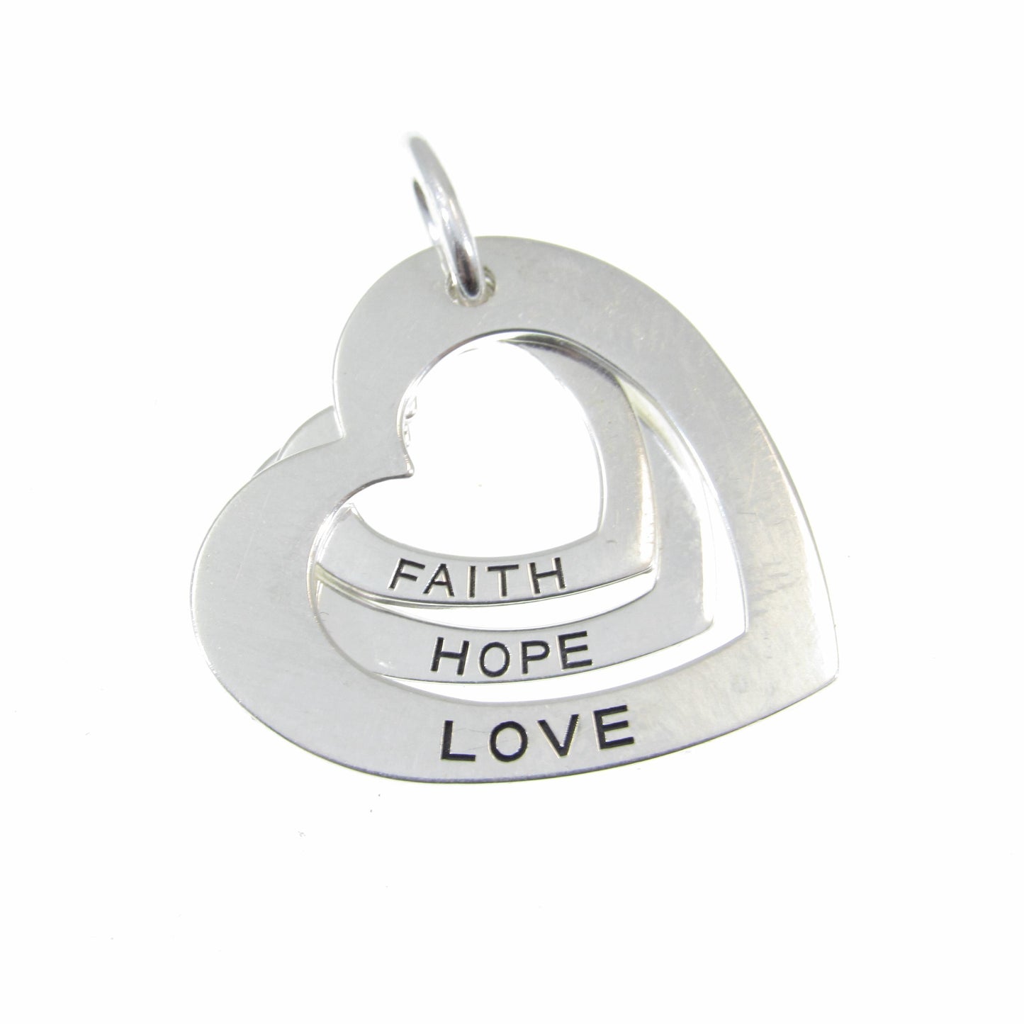 Solid 925 Sterling Silver Faith Love Hope Pendant, Heart Pendant, 3 Hearts Charm, Women's Symbol of Friendship Jewelry, Best Friend Gift