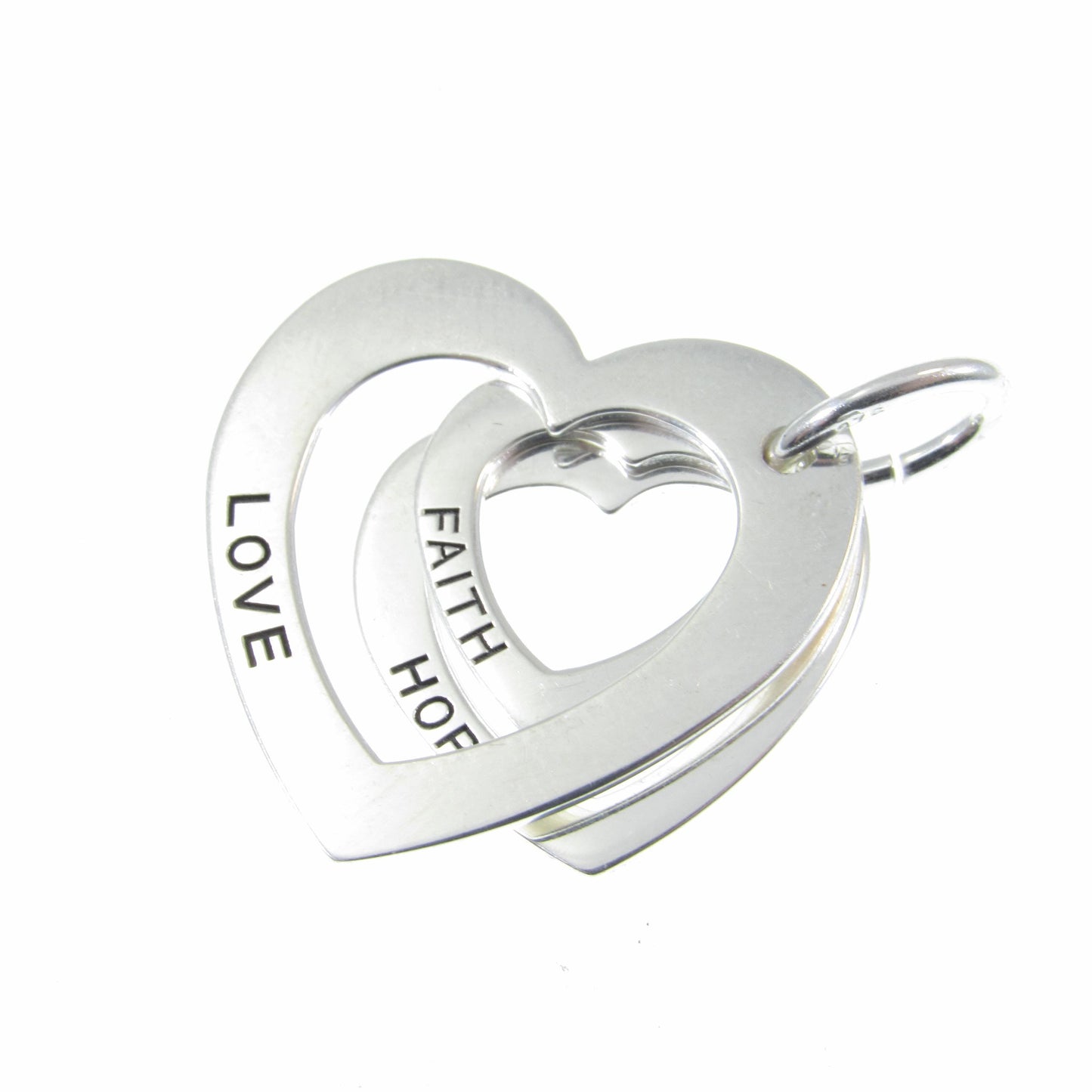 Solid 925 Sterling Silver Faith Love Hope Pendant, Heart Pendant, 3 Hearts Charm, Women's Symbol of Friendship Jewelry, Best Friend Gift