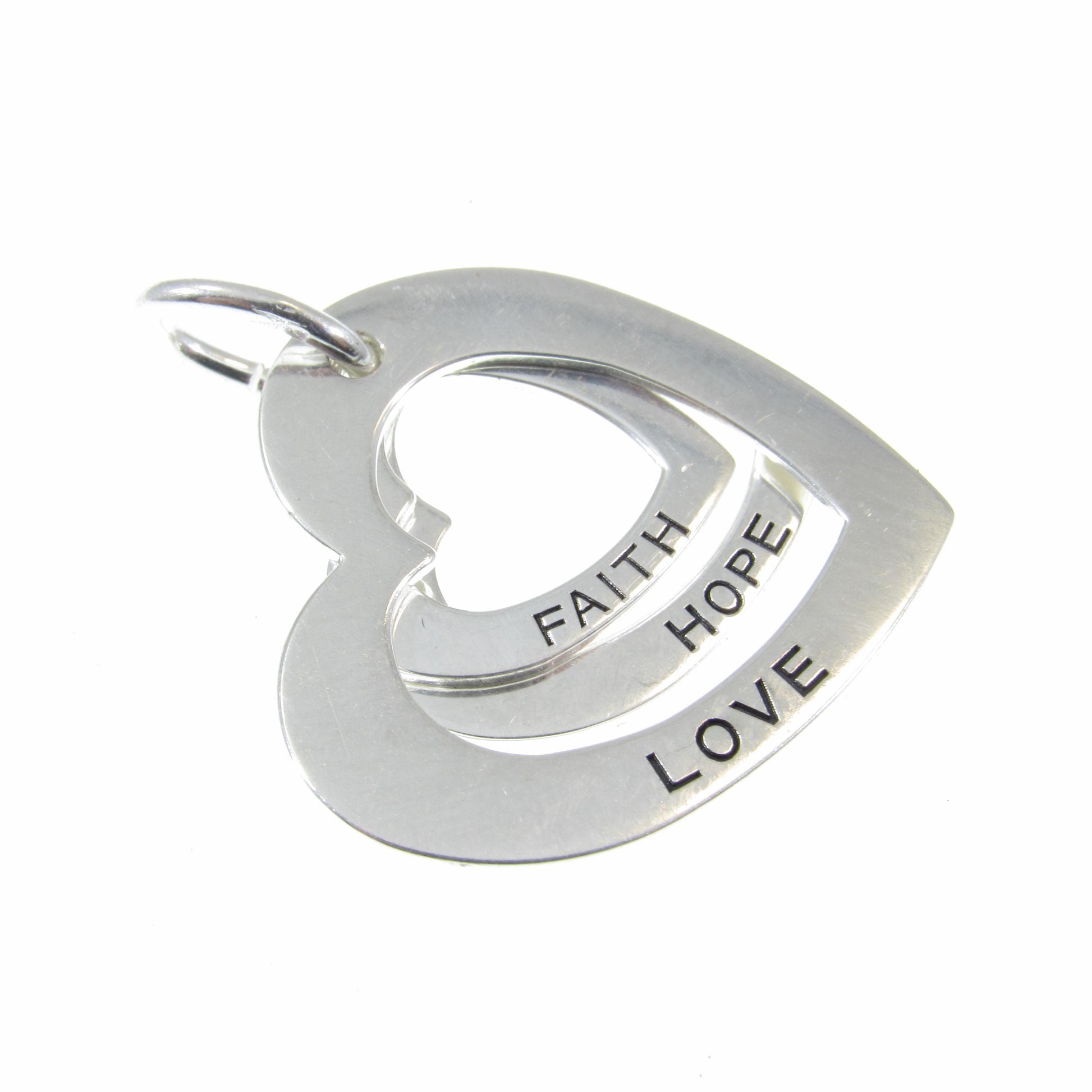 Solid 925 Sterling Silver Faith Love Hope Pendant, Heart Pendant, 3 Hearts Charm, Women's Symbol of Friendship Jewelry, Best Friend Gift