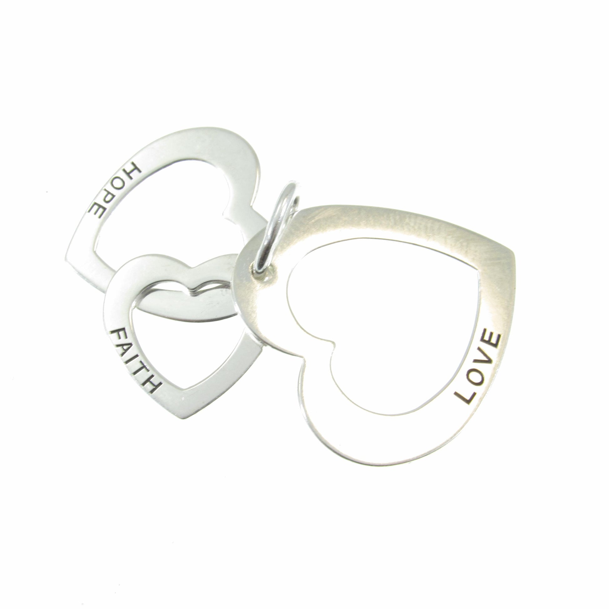 Solid 925 Sterling Silver Faith Love Hope Pendant, Heart Pendant, 3 Hearts Charm, Women's Symbol of Friendship Jewelry, Best Friend Gift