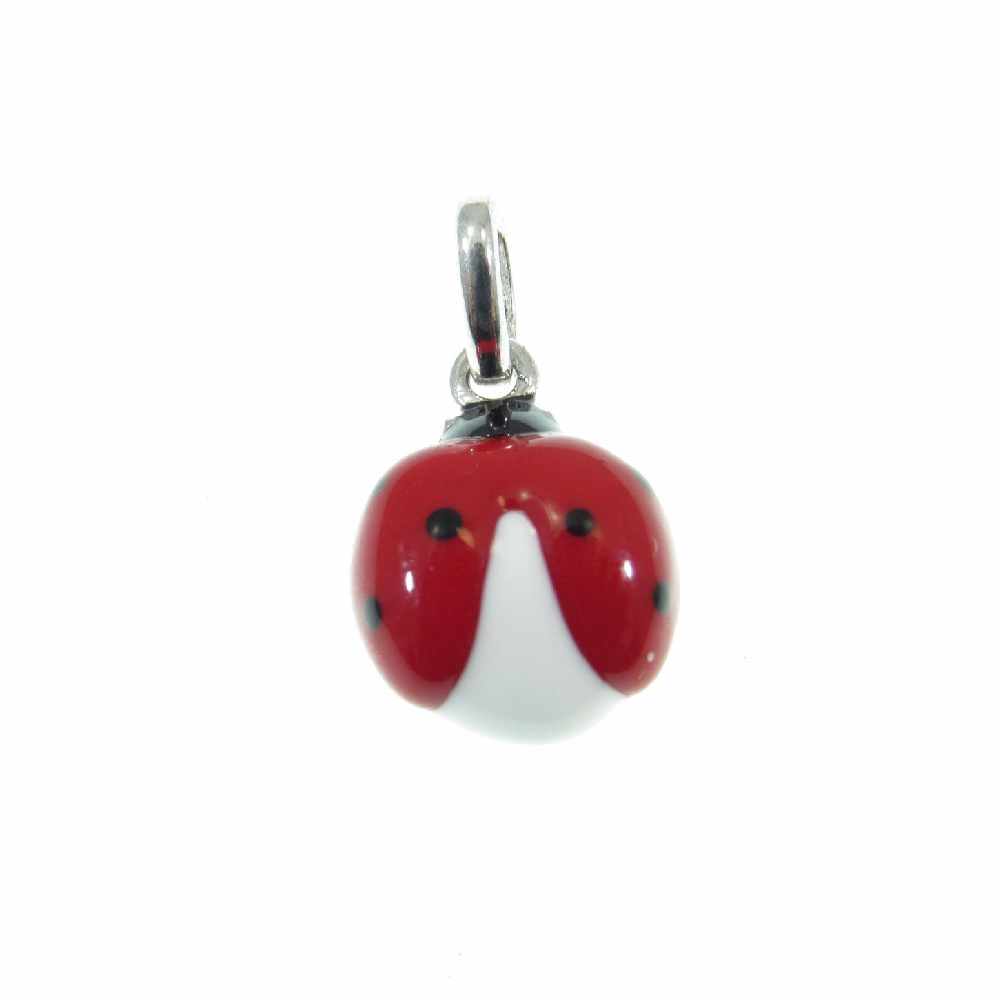 Solid 925 Sterling Silver Ladybug Charm, Hand Painted Enamel Lucky Lady Bug Pendant, Insect Jewelry, Kawaii Charm, Lady Beetle Gift Idea