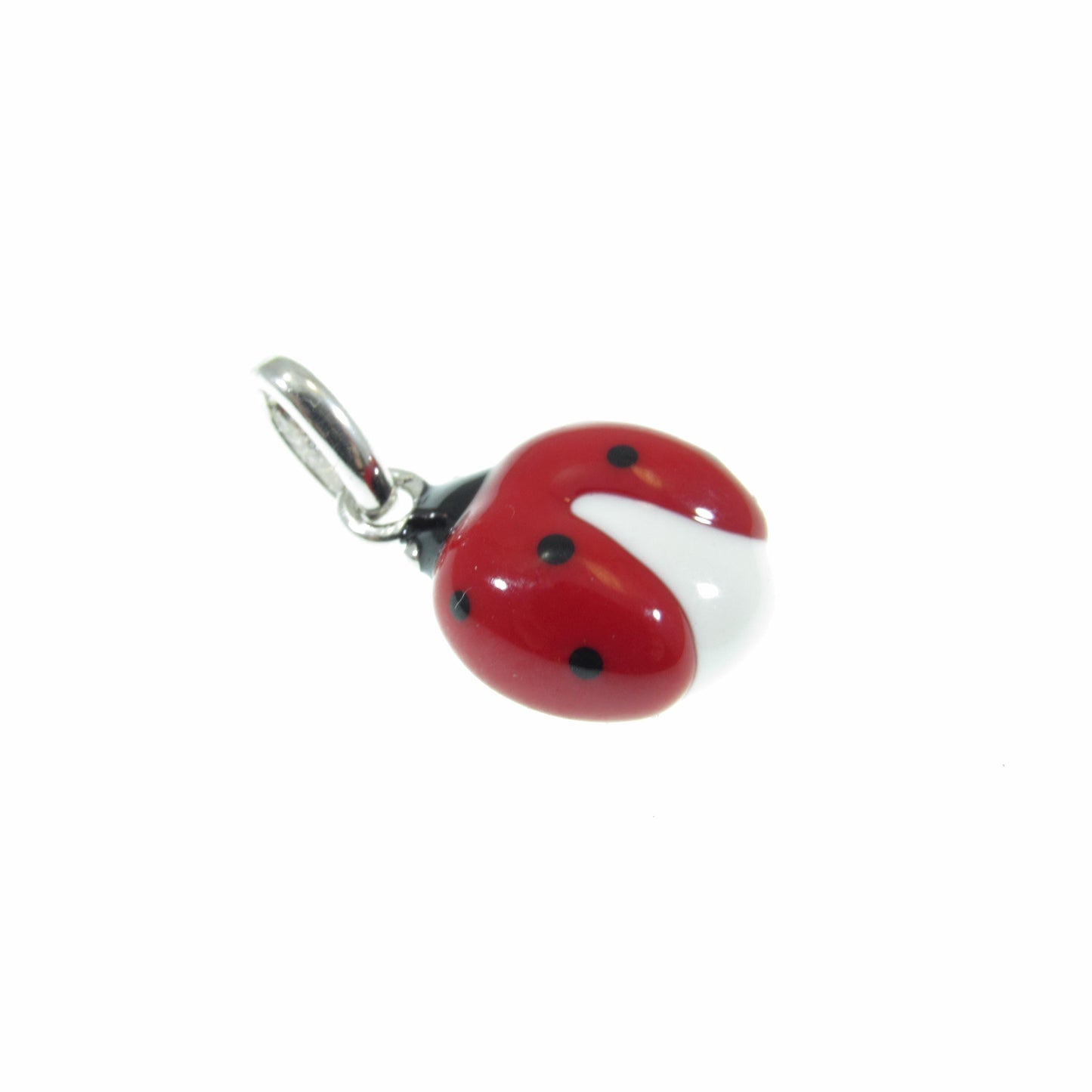 Solid 925 Sterling Silver Ladybug Charm, Hand Painted Enamel Lucky Lady Bug Pendant, Insect Jewelry, Kawaii Charm, Lady Beetle Gift Idea
