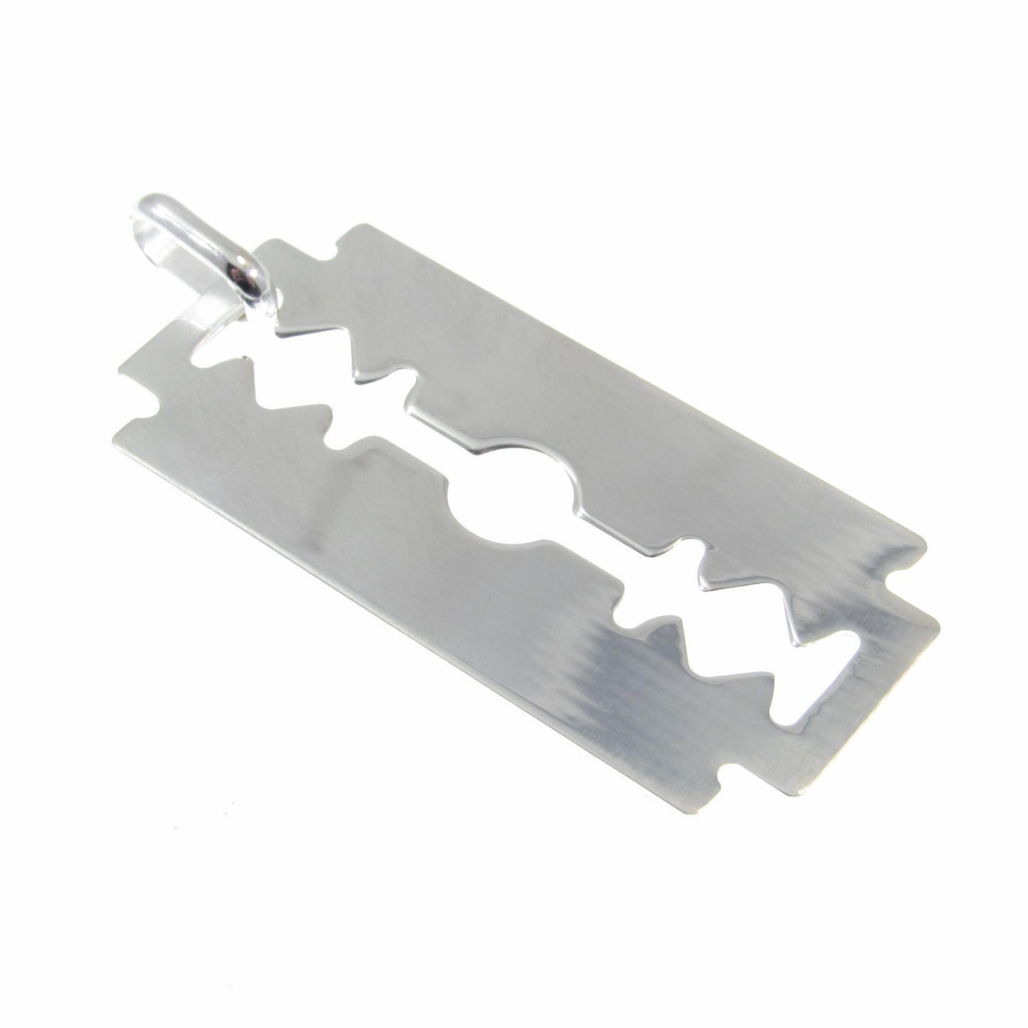 Solid 925 Sterling Silver Razor Blade Pendant, Industrial Streetwear Jewelry, Engravable Pendant, Modern & Edgy Jewelry Gift Idea for Him