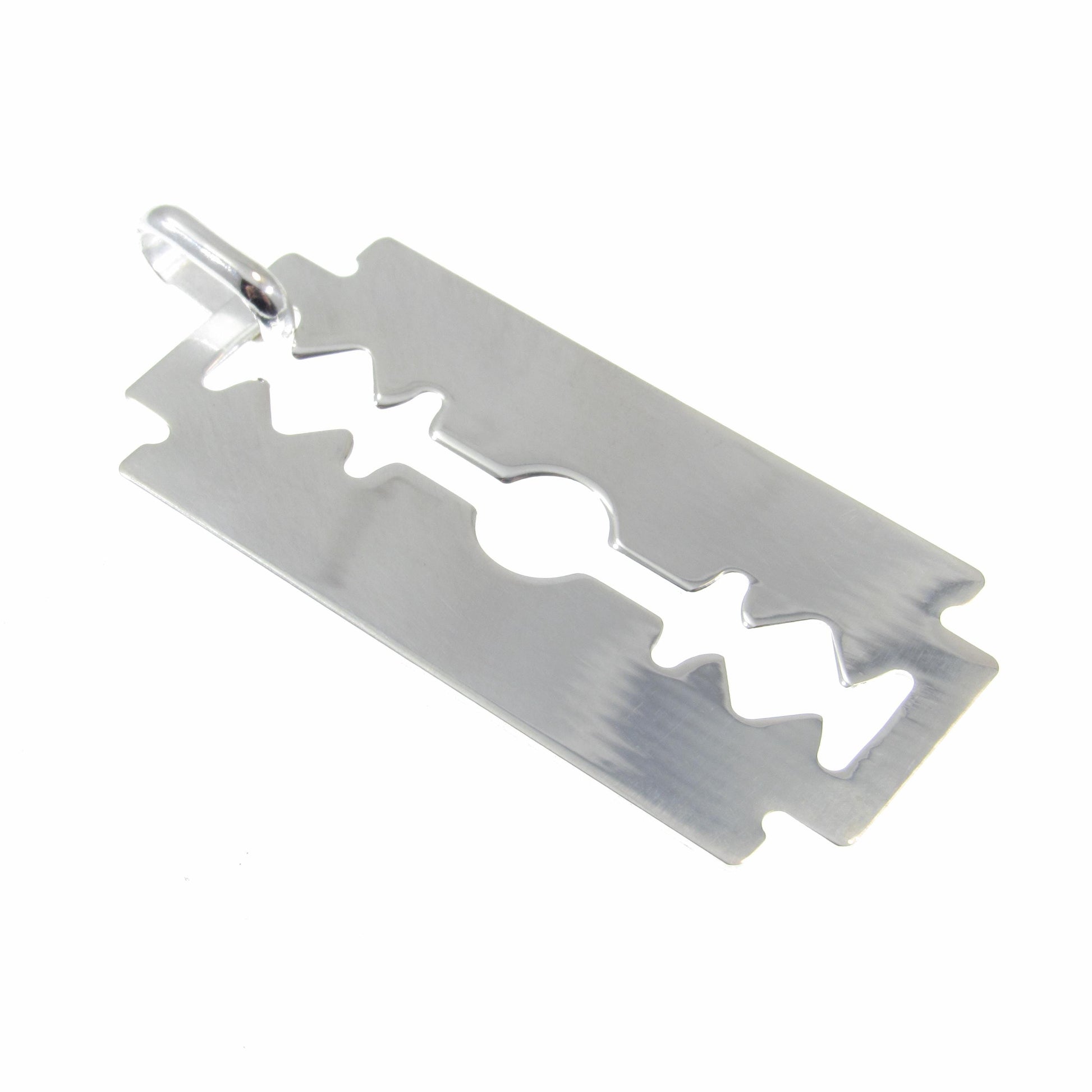 Solid 925 Sterling Silver Razor Blade Pendant, Industrial Streetwear Jewelry, Engravable Pendant, Modern & Edgy Jewelry Gift Idea for Him