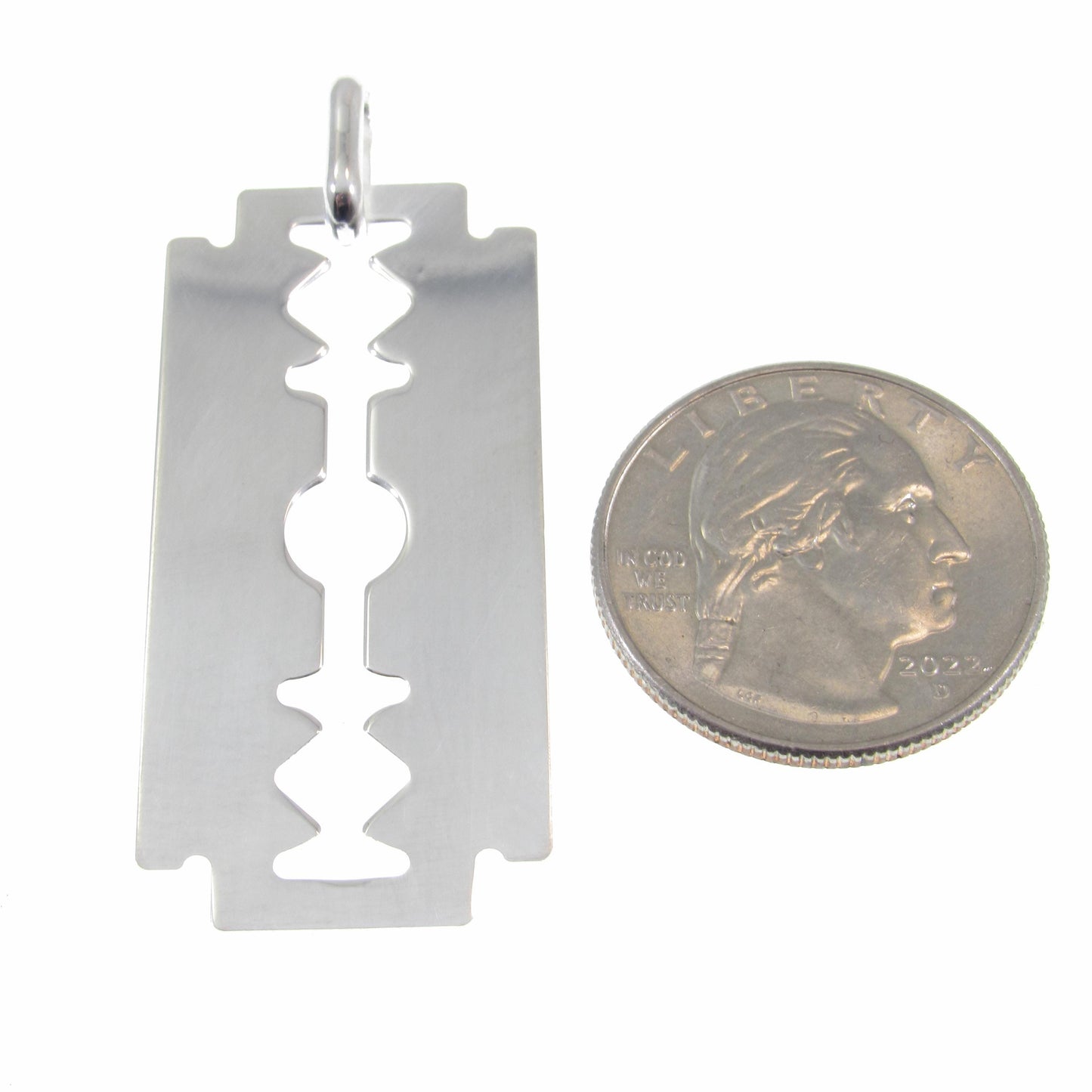 Solid 925 Sterling Silver Razor Blade Pendant, Industrial Streetwear Jewelry, Engravable Pendant, Modern & Edgy Jewelry Gift Idea for Him