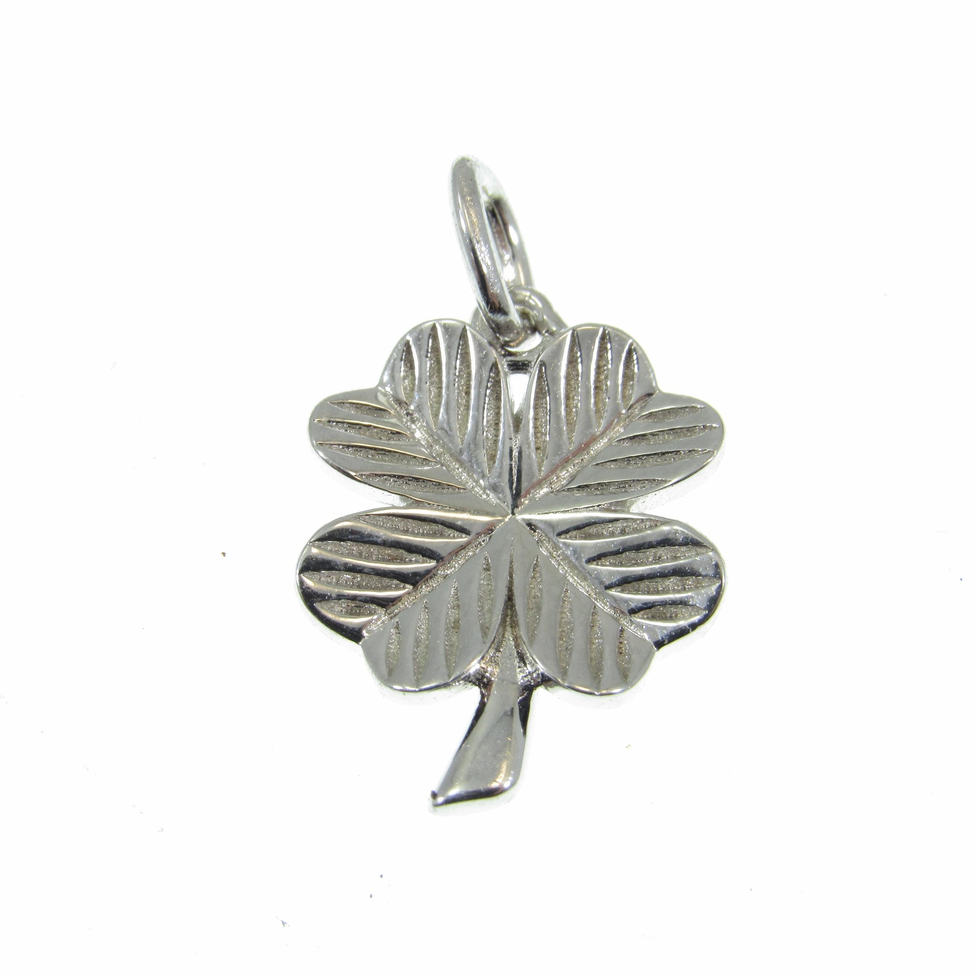 Solid 925 Sterling Silver 4 Leaf Clover Pendant, Four Leaf Clover Charm, Lucky Clover Jewelry, Floral Flower Jewelry, Good Luck Charm